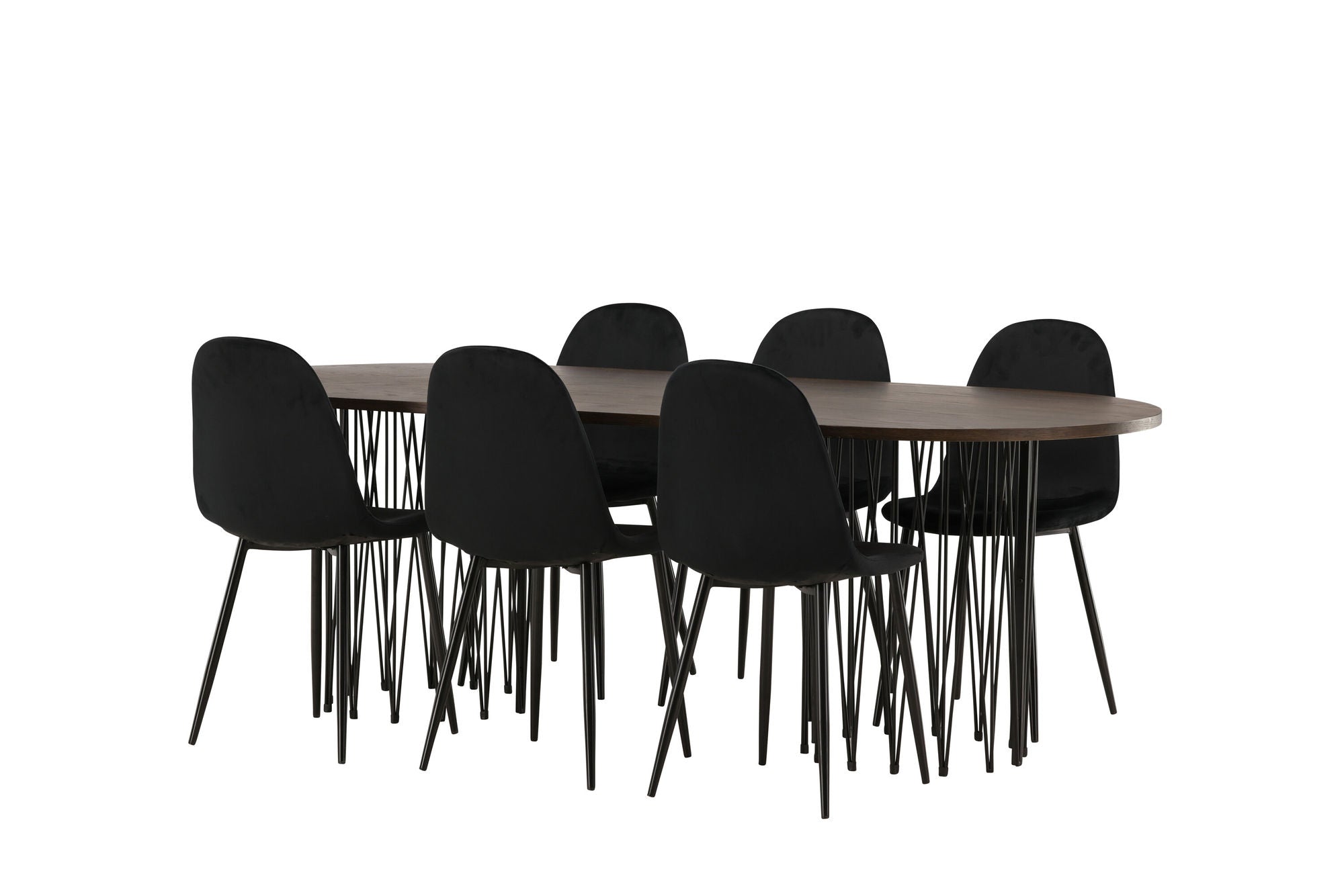 Venture Home Stone oval spisebord - Black / Mocca Veneer +Polar Spisebordsstol - Black legs / Black Velvet _6