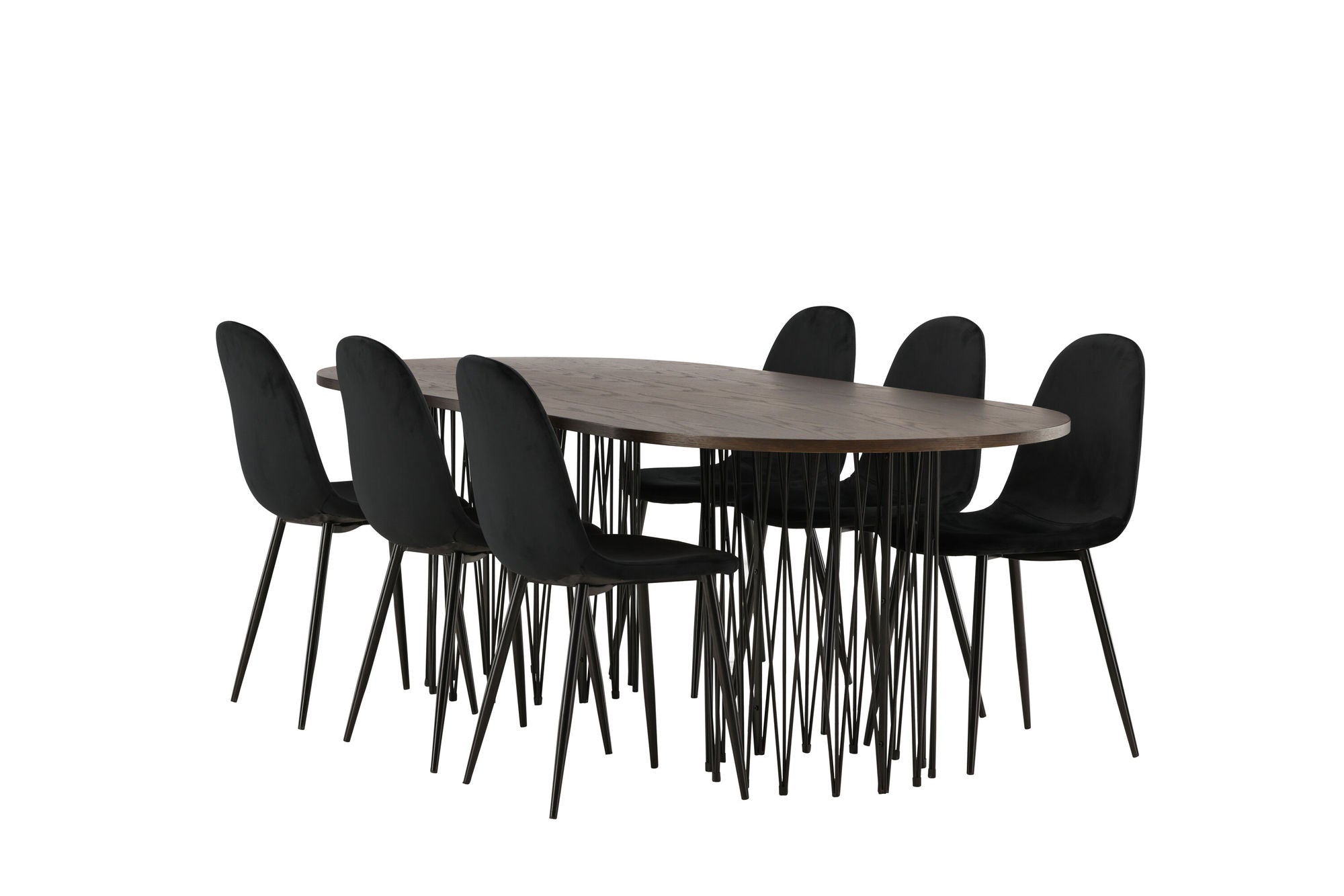 Venture Home Stone oval spisebord - Black / Mocca Veneer +Polar Spisebordsstol - Black legs / Black Velvet _6