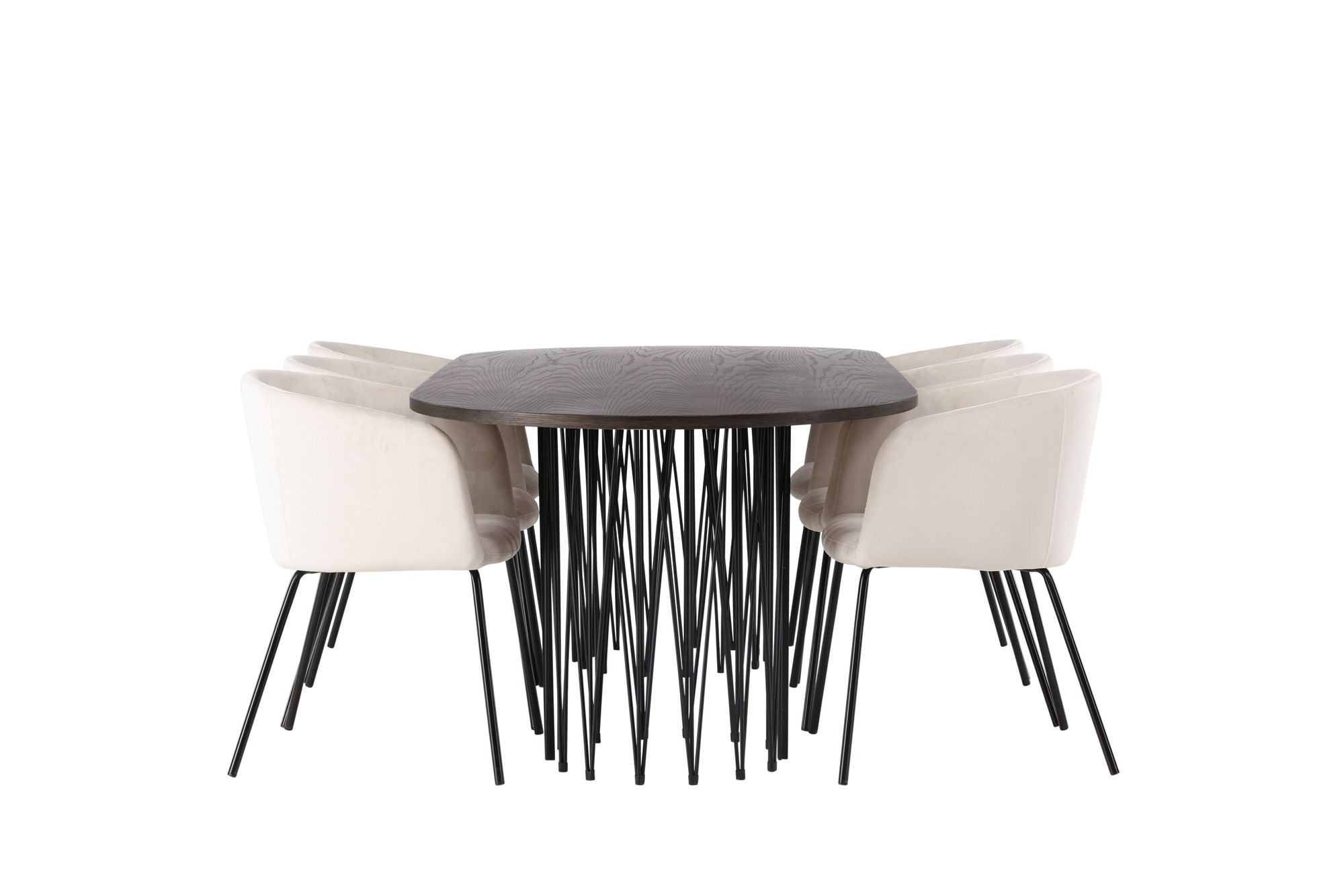 Venture Home Stone oval spisebord - Black / Mocca Veneer +Berit stol - Black / Beige Velvet _6