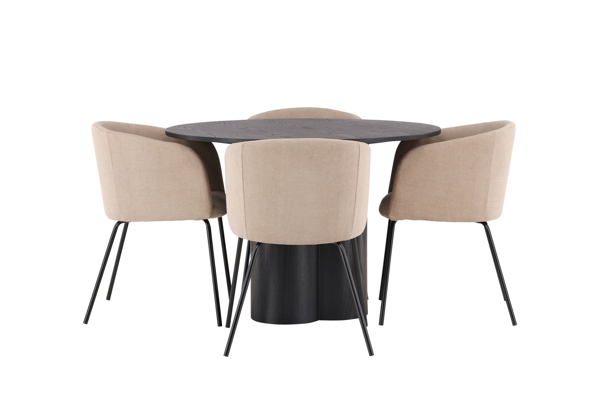 Venture Home OliviaDiningbord-Black/BlackVeneer+Beritstol-Black/BeigeFabric(Polyesterlinen)_4
