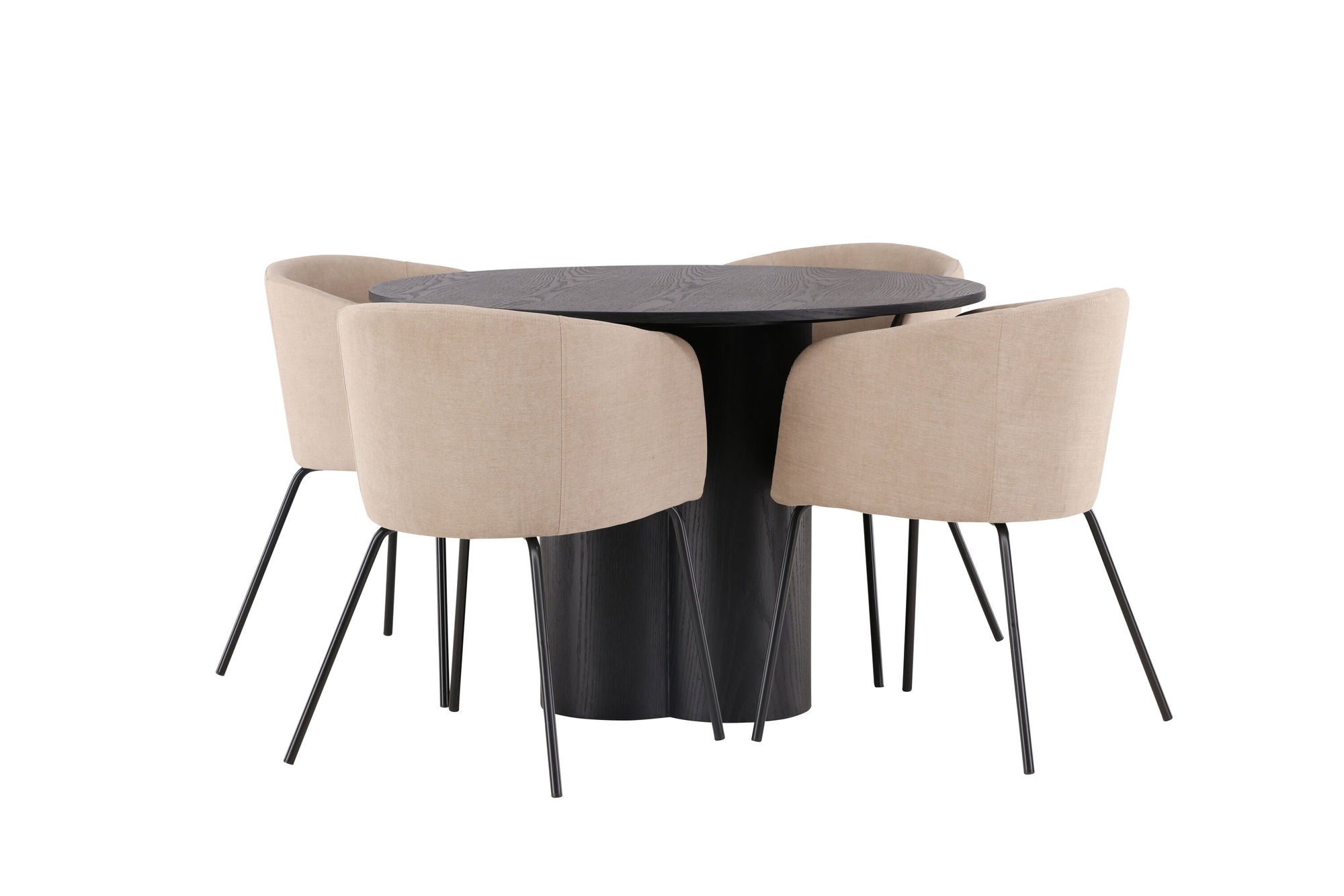 Venture Home OliviaDiningbord-Black/BlackVeneer+Beritstol-Black/BeigeFabric(Polyesterlinen)_4