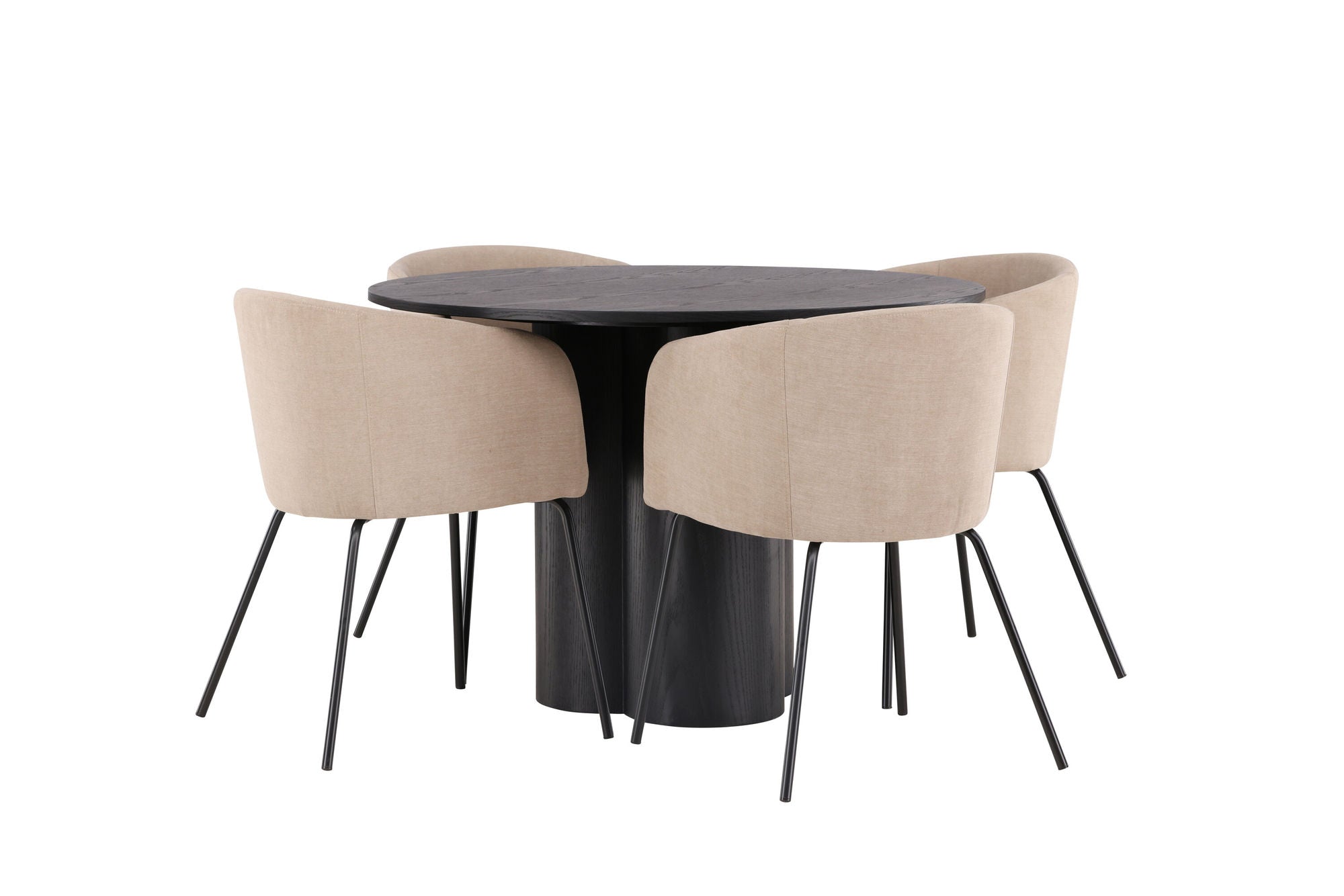 Venture Home OliviaDiningbord-Black/BlackVeneer+Beritstol-Black/BeigeFabric(Polyesterlinen)_4