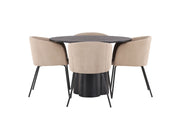 Venture Home OliviaDiningbord-Black/BlackVeneer+Beritstol-Black/BeigeFabric(Polyesterlinen)_4