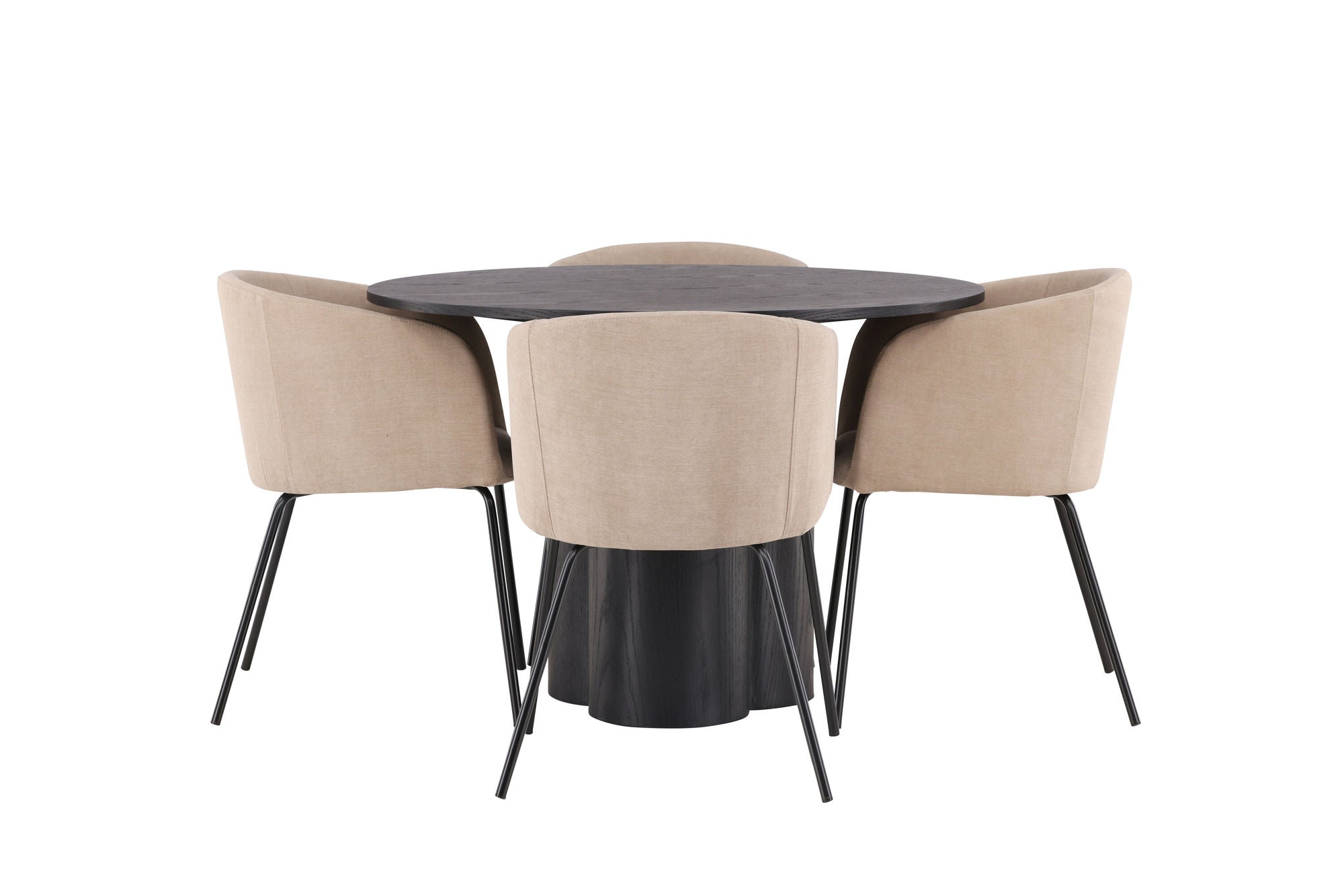 Venture Home OliviaDiningbord-Black/BlackVeneer+Beritstol-Black/BeigeFabric(Polyesterlinen)_4
