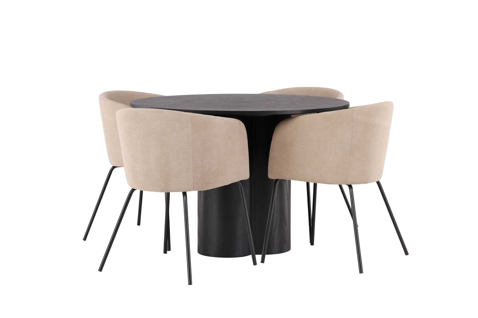 Venture Home OliviaDiningbord-Black/BlackVeneer+Beritstol-Black/BeigeFabric(Polyesterlinen)_4