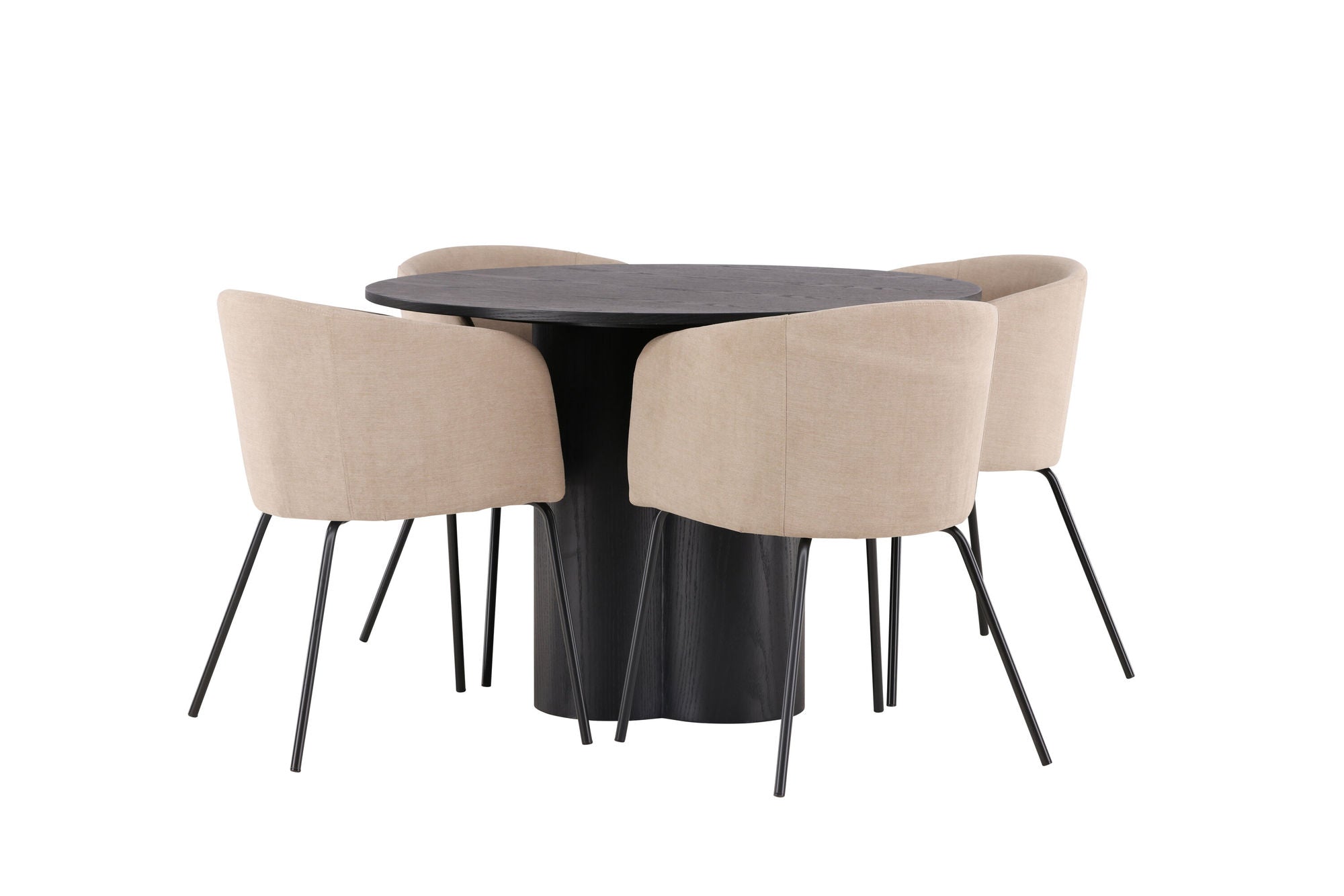 Venture Home OliviaDiningbord-Black/BlackVeneer+Beritstol-Black/BeigeFabric(Polyesterlinen)_4