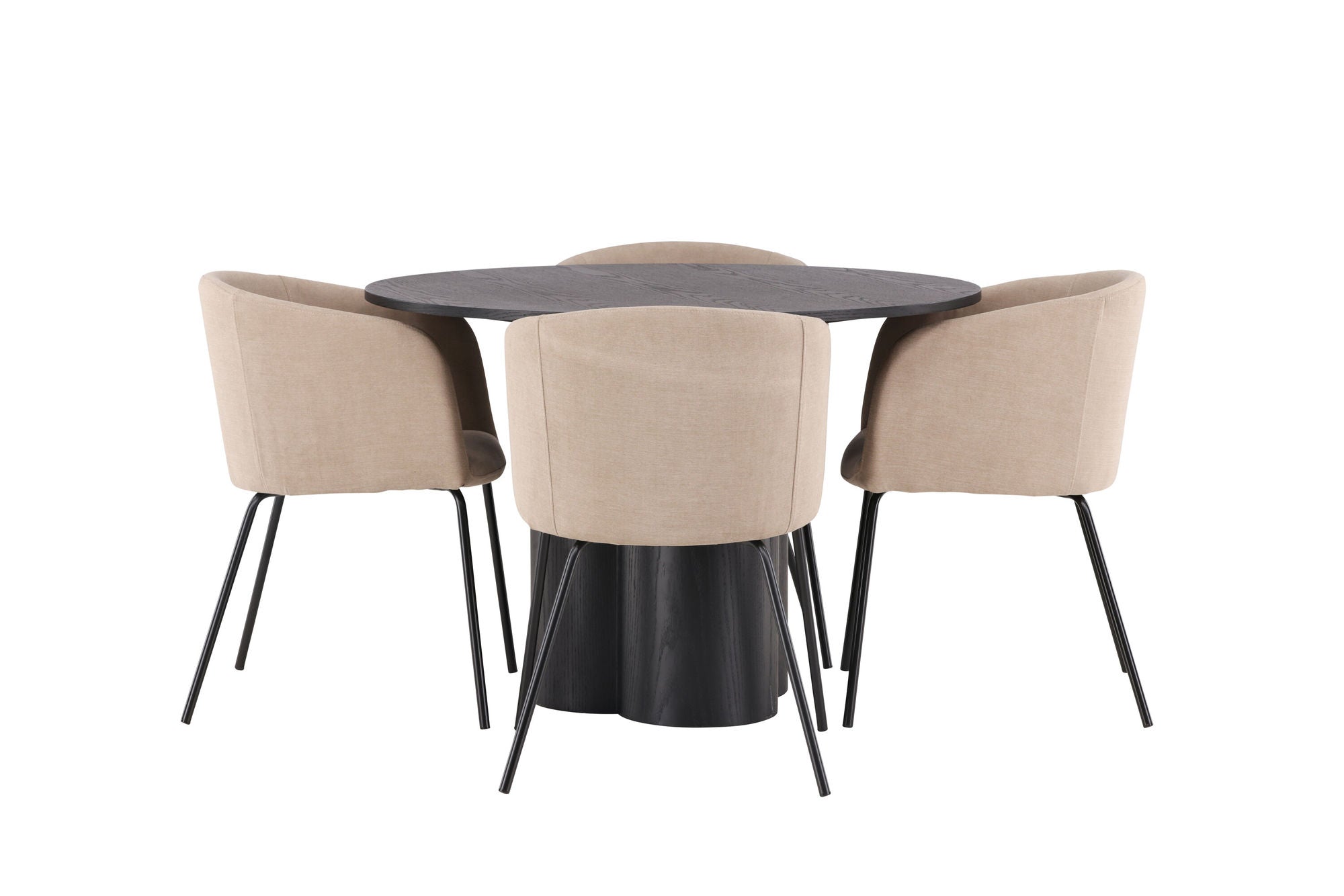 Venture Home OliviaDiningbord-Black/BlackVeneer+Beritstol-Black/BeigeFabric(Polyesterlinen)_4