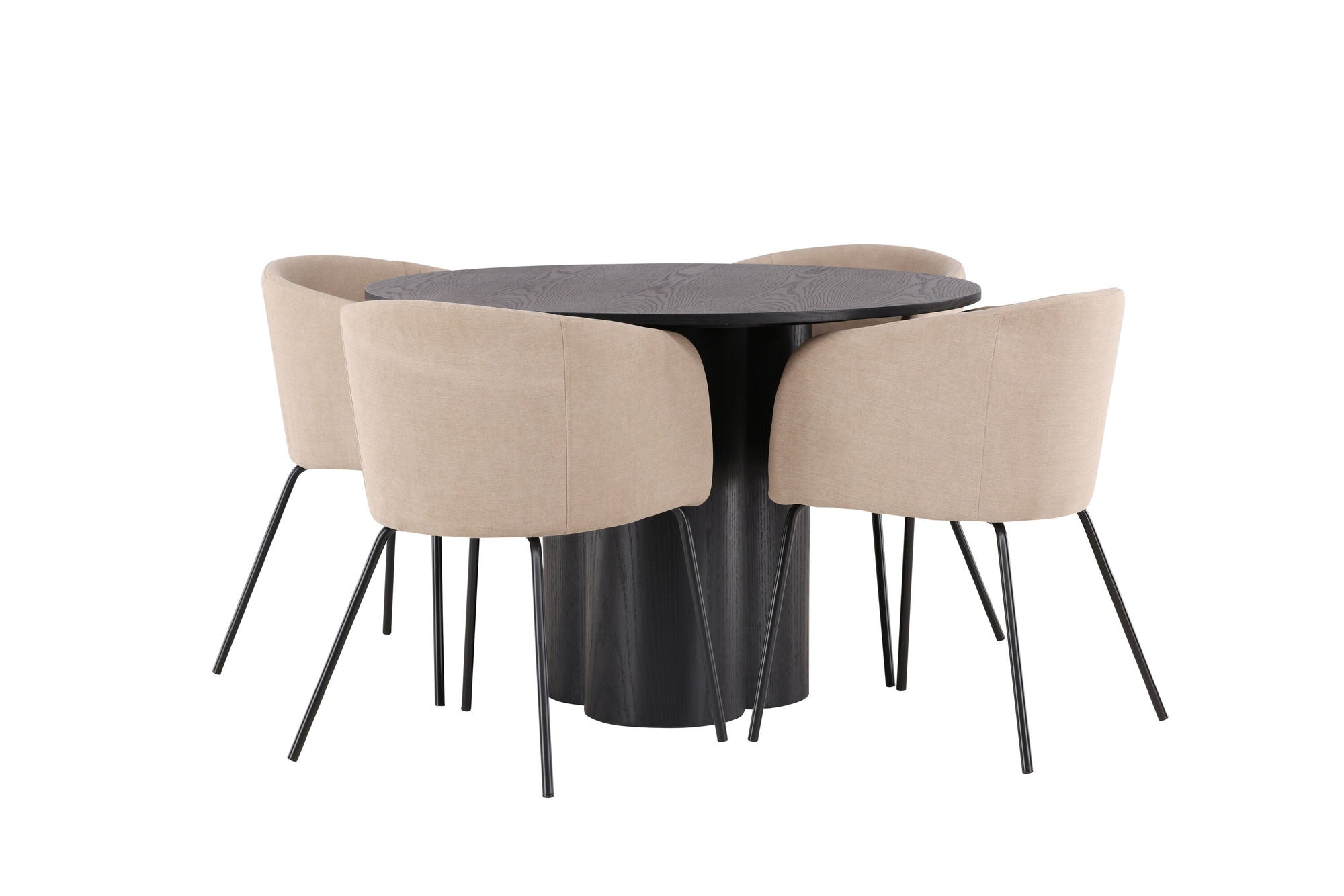 Venture Home OliviaDiningbord-Black/BlackVeneer+Beritstol-Black/BeigeFabric(Polyesterlinen)_4