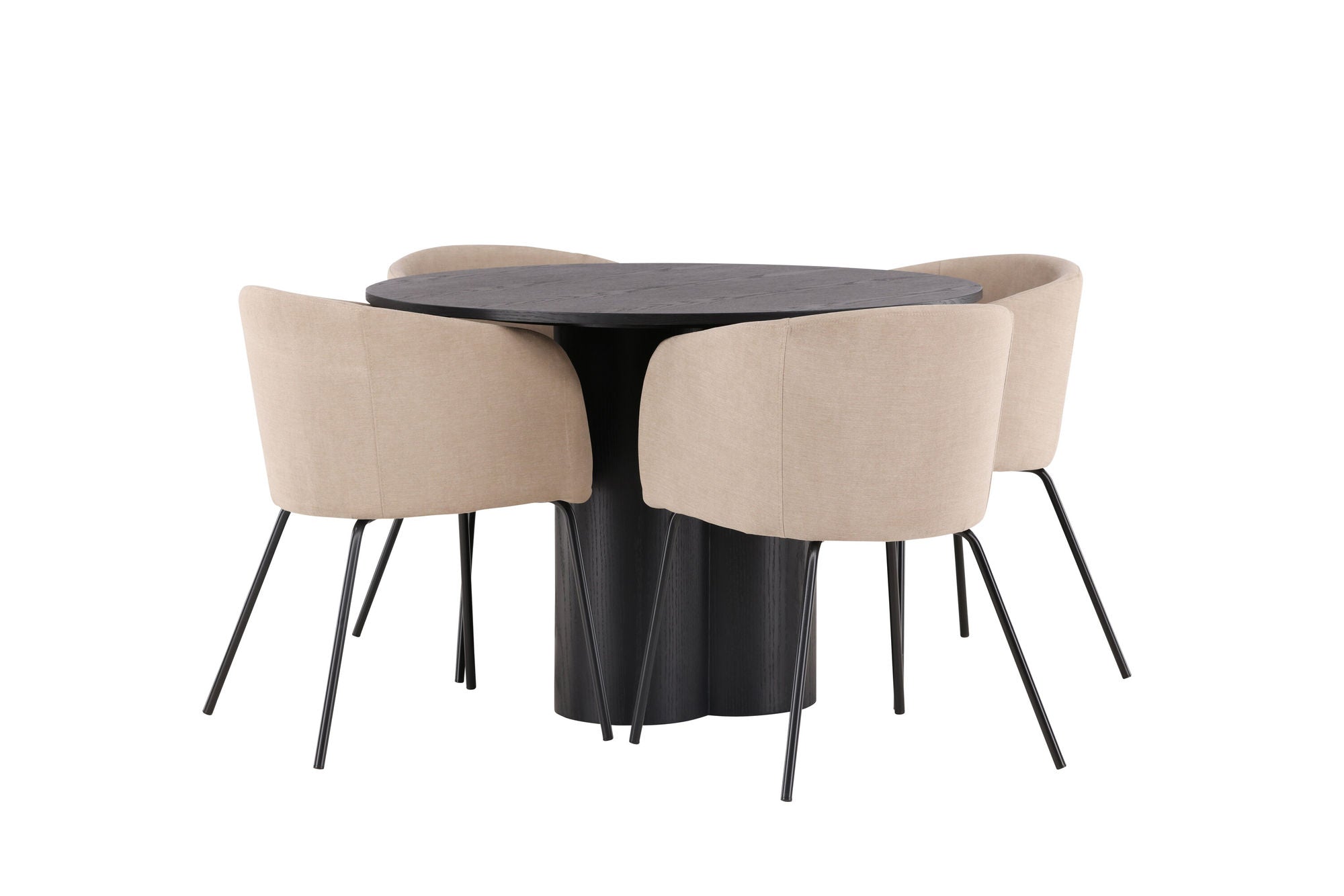 Venture Home OliviaDiningbord-Black/BlackVeneer+Beritstol-Black/BeigeFabric(Polyesterlinen)_4