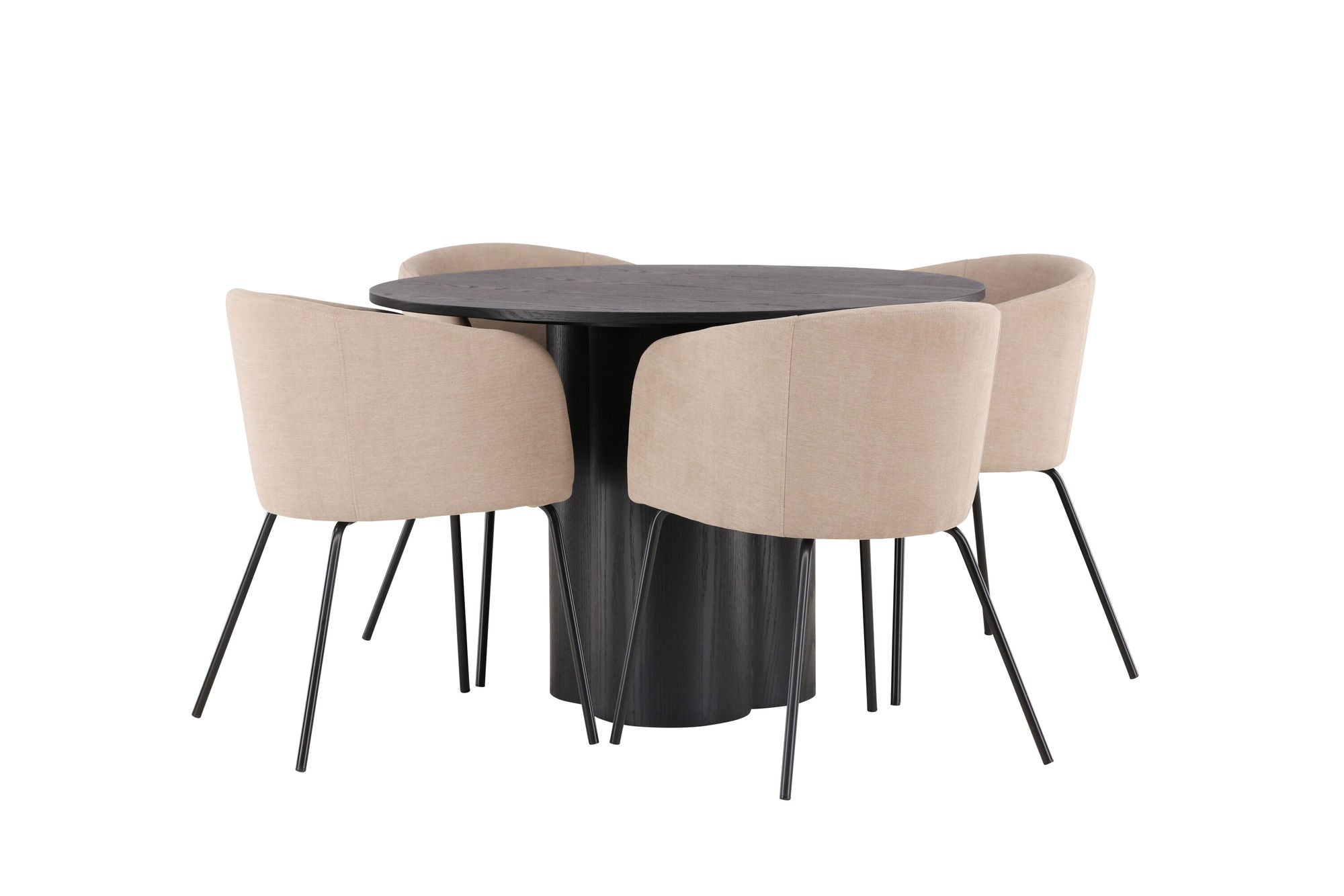 Venture Home OliviaDiningbord-Black/BlackVeneer+Beritstol-Black/BeigeFabric(Polyesterlinen)_4