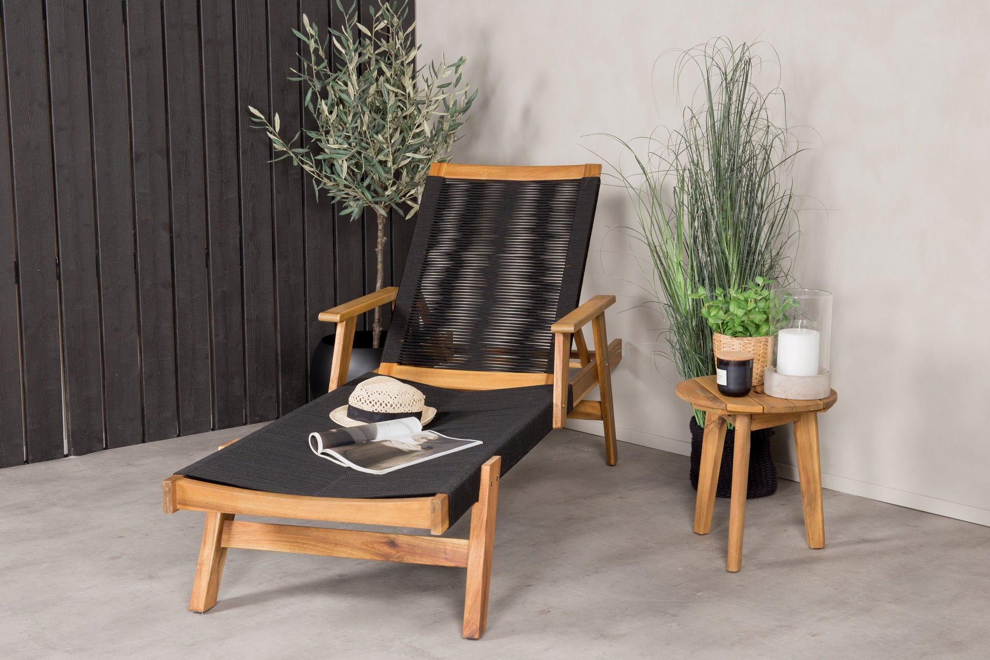 Venture Home Little John Sun Lounge - Black Rope / Acacia