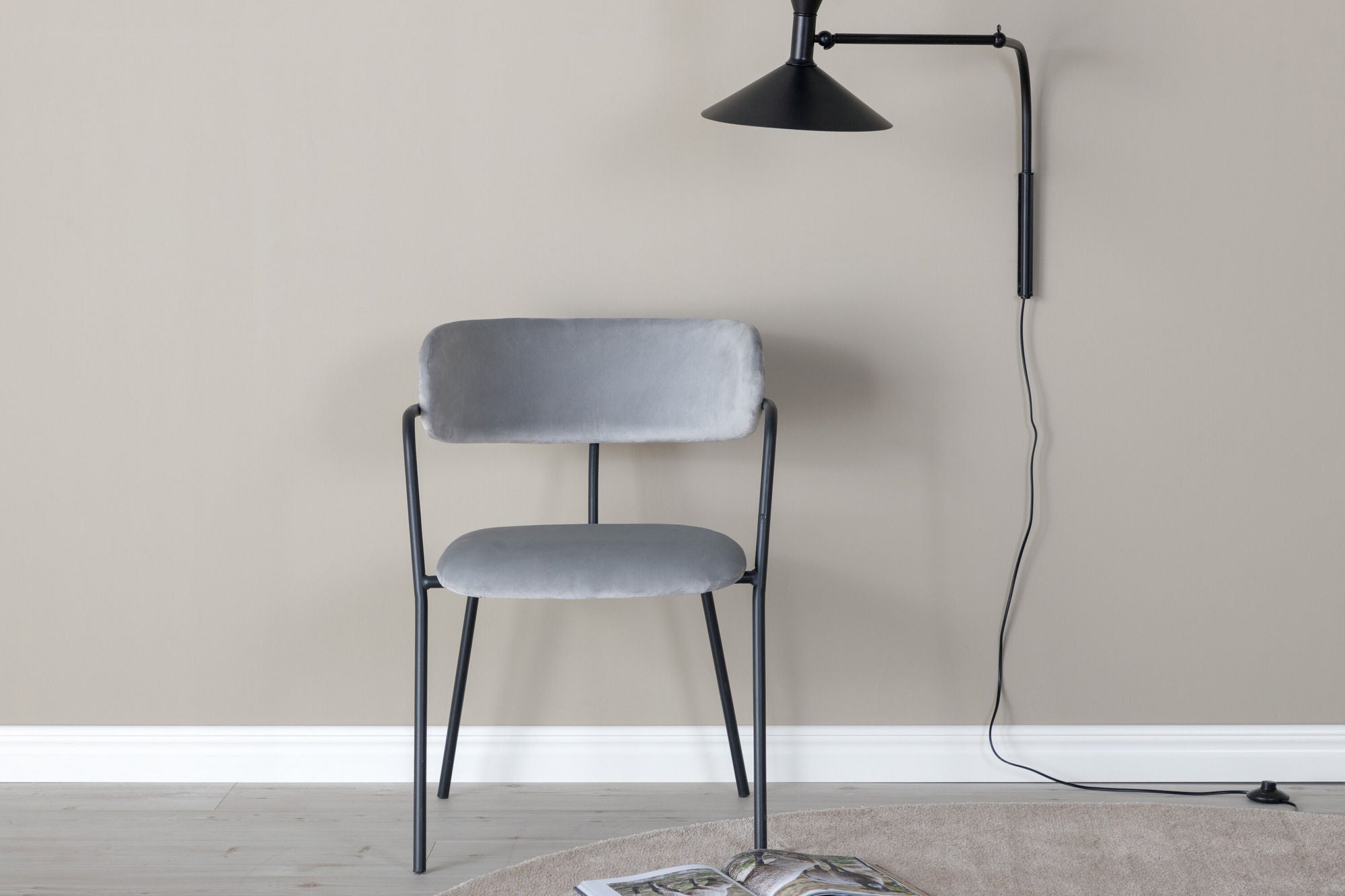 Venture Home Arrow Armchair 2-pack - Black Legs - Grey Velvet