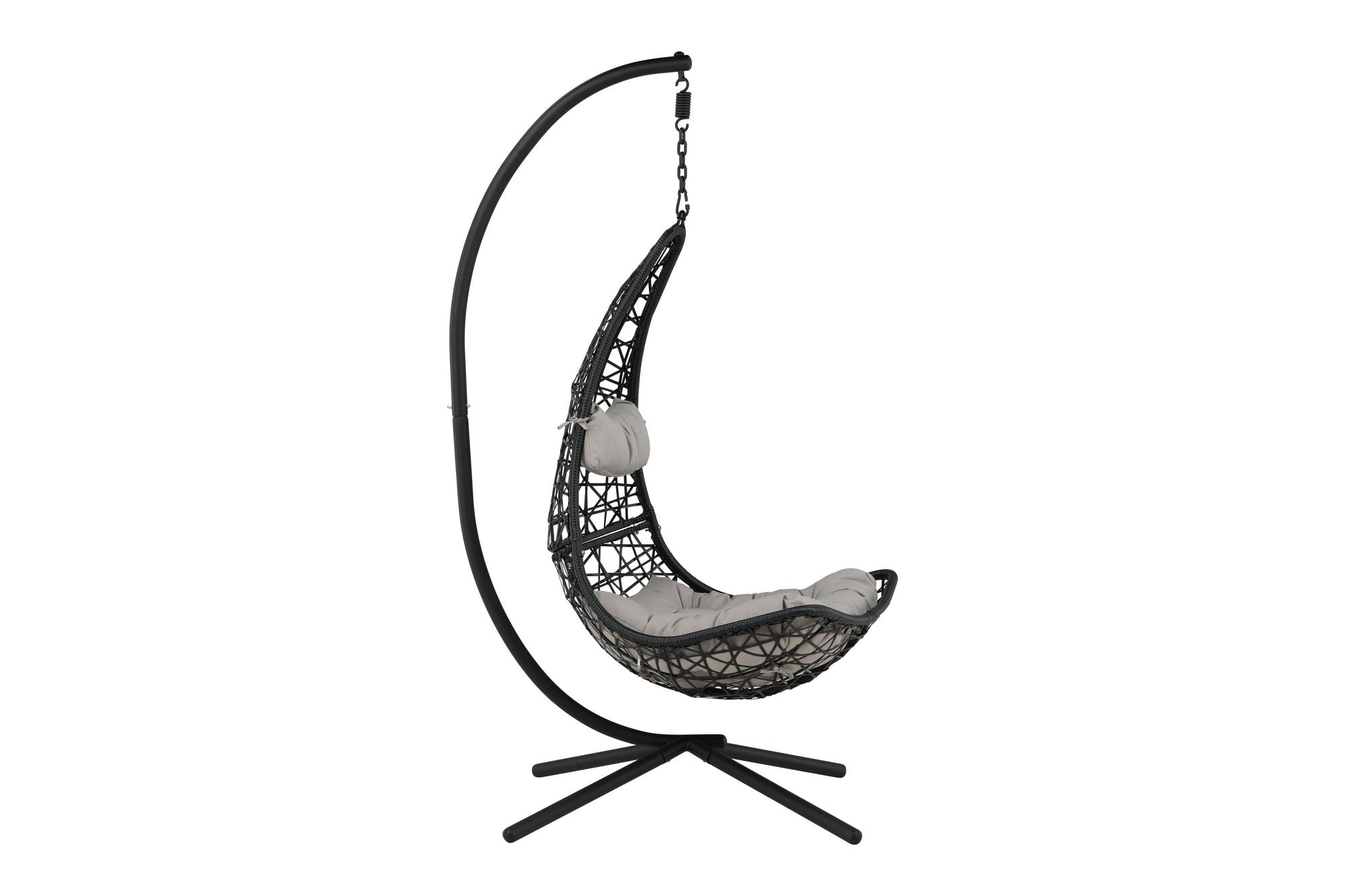 Venture Home Edinburgh Hanging chair - Black frame/black wicker/grey cushion
