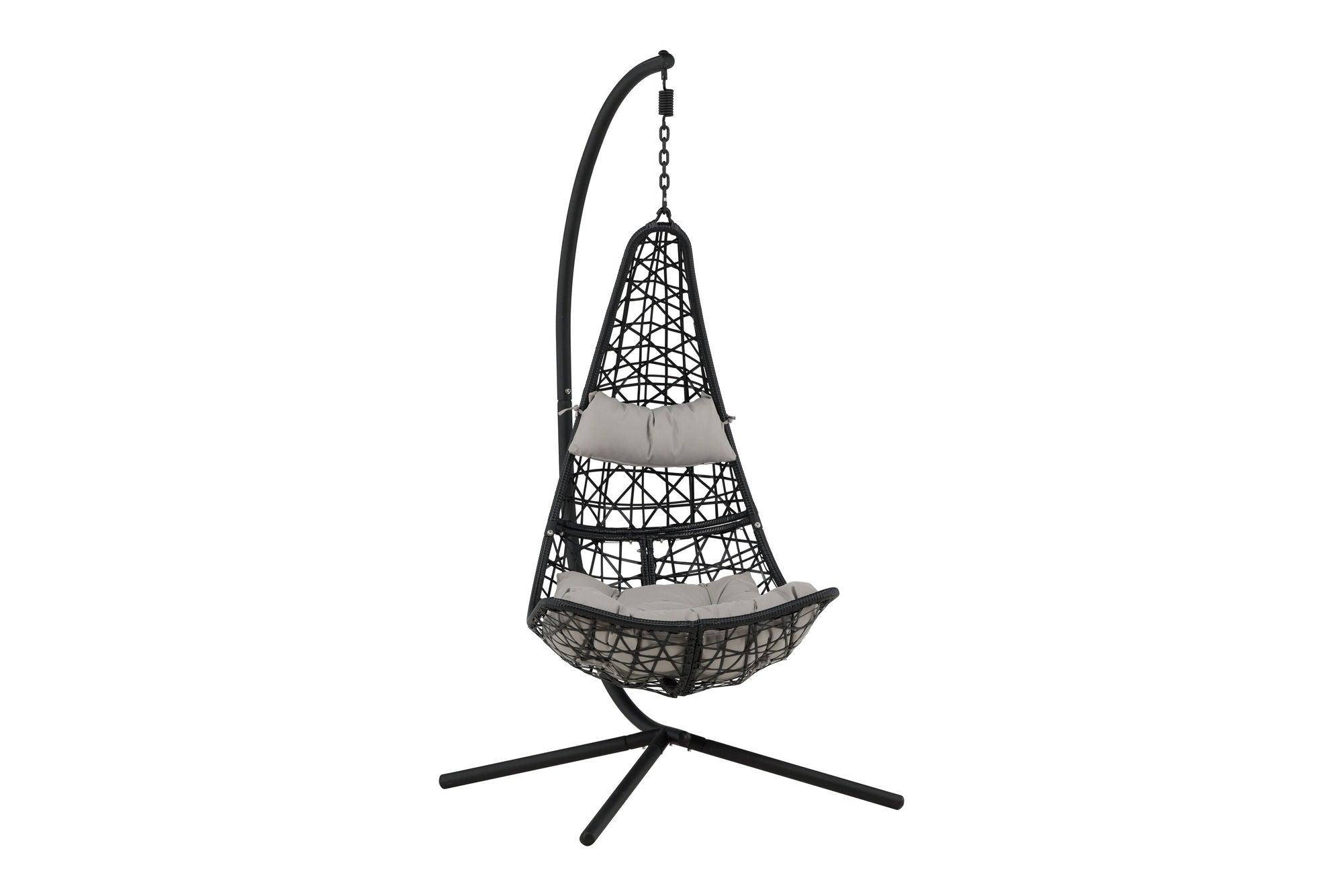 Venture Home Edinburgh Hanging chair - Black frame/black wicker/grey cushion