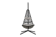 Venture Home Edinburgh Hanging chair - Black frame/black wicker/grey cushion