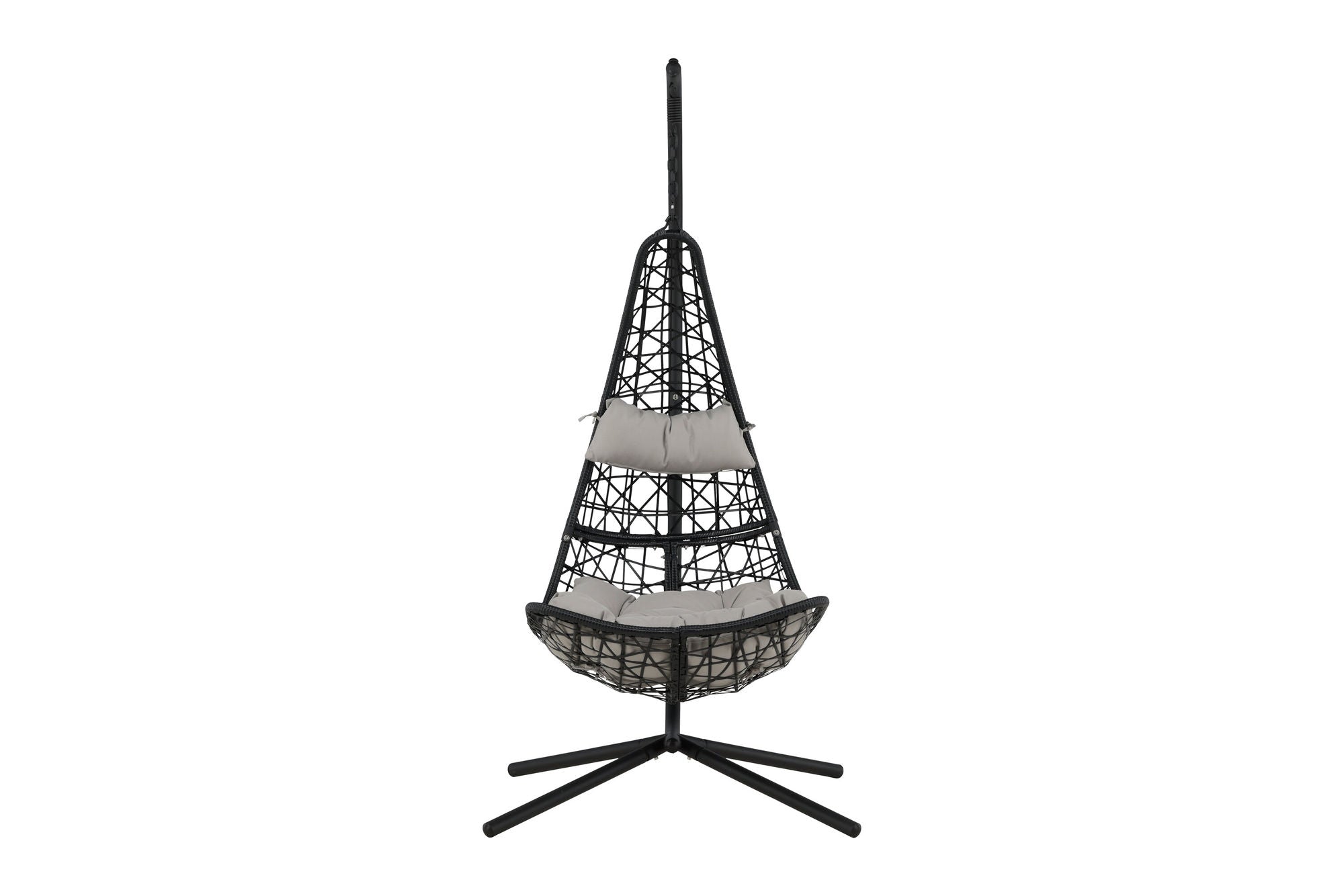 Venture Home Edinburgh Hanging chair - Black frame/black wicker/grey cushion