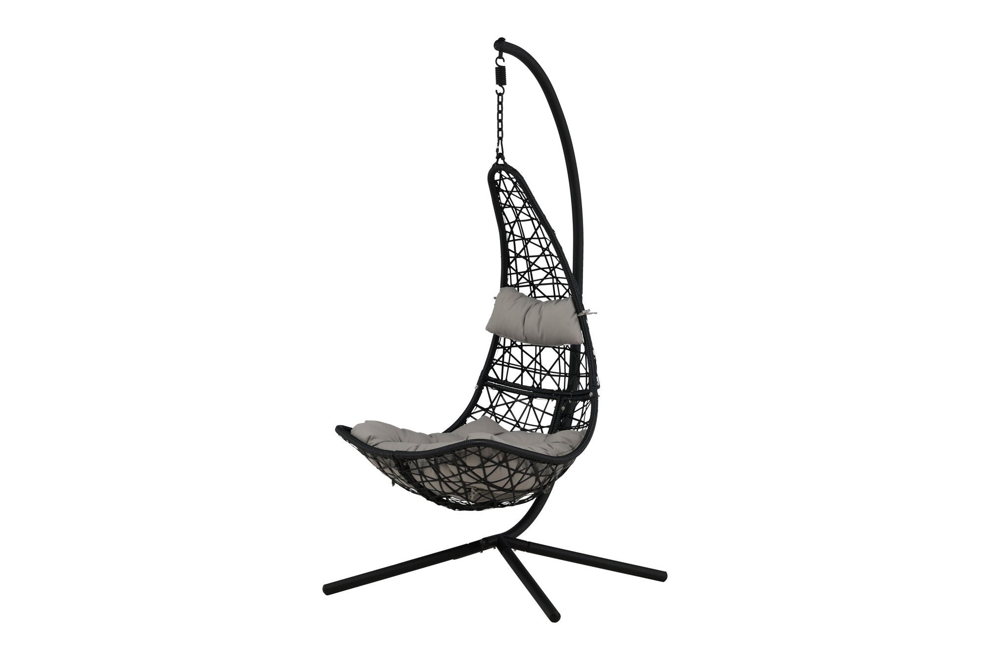 Venture Home Edinburgh Hanging chair - Black frame/black wicker/grey cushion