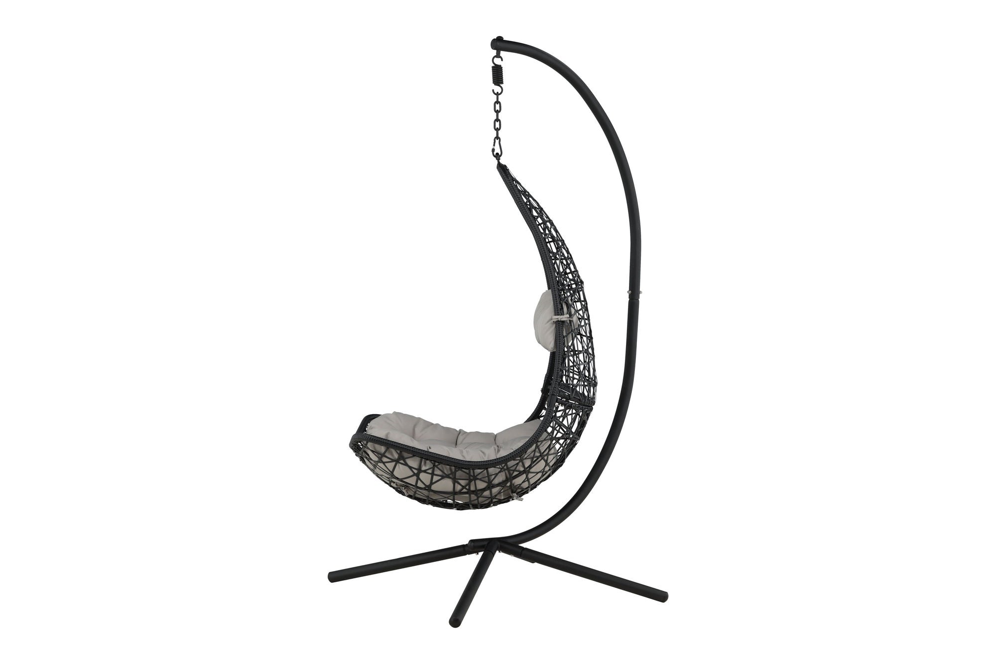 Venture Home Edinburgh Hanging chair - Black frame/black wicker/grey cushion