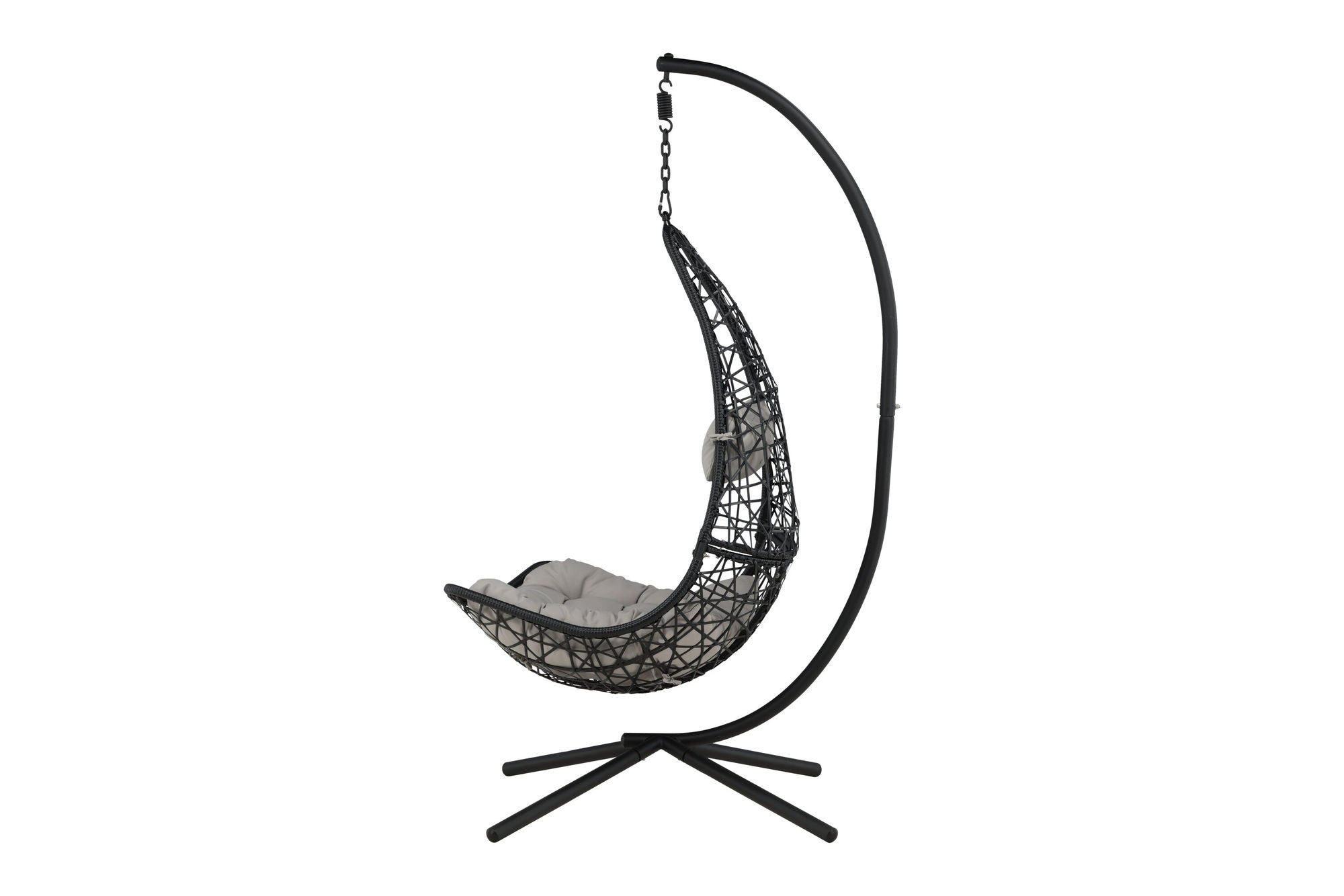 Venture Home Edinburgh Hanging chair - Black frame/black wicker/grey cushion