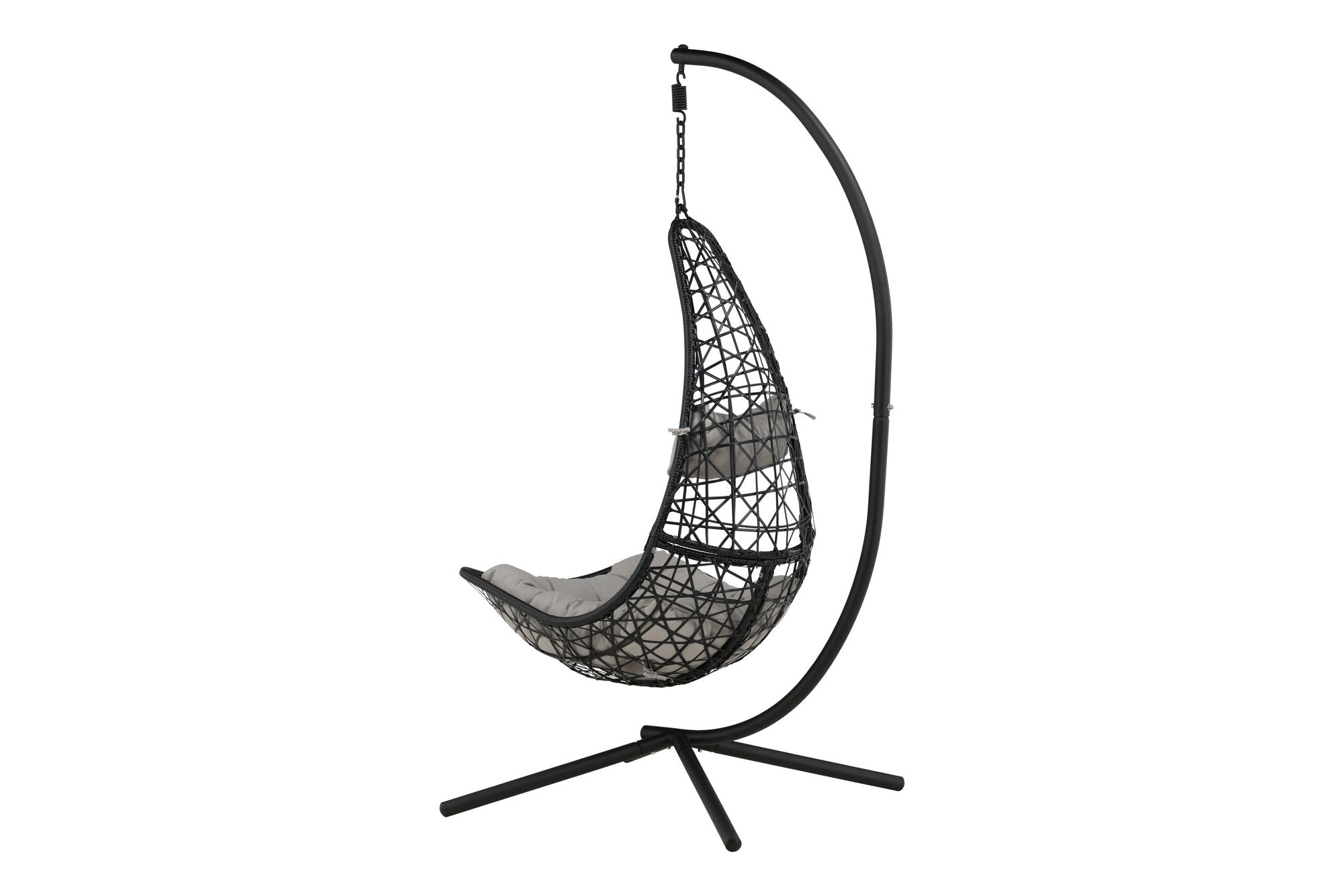 Venture Home Edinburgh Hanging chair - Black frame/black wicker/grey cushion
