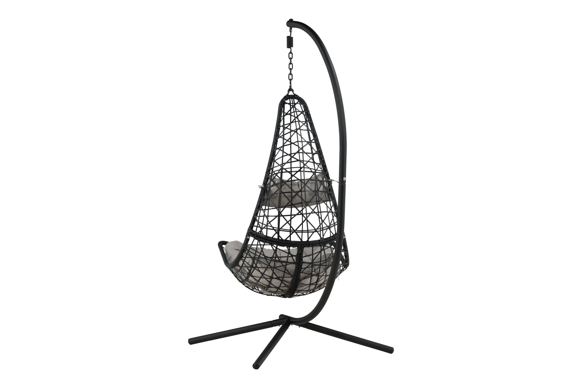 Venture Home Edinburgh Hanging chair - Black frame/black wicker/grey cushion