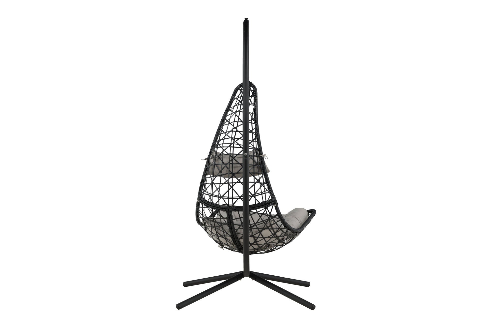 Venture Home Edinburgh Hanging chair - Black frame/black wicker/grey cushion