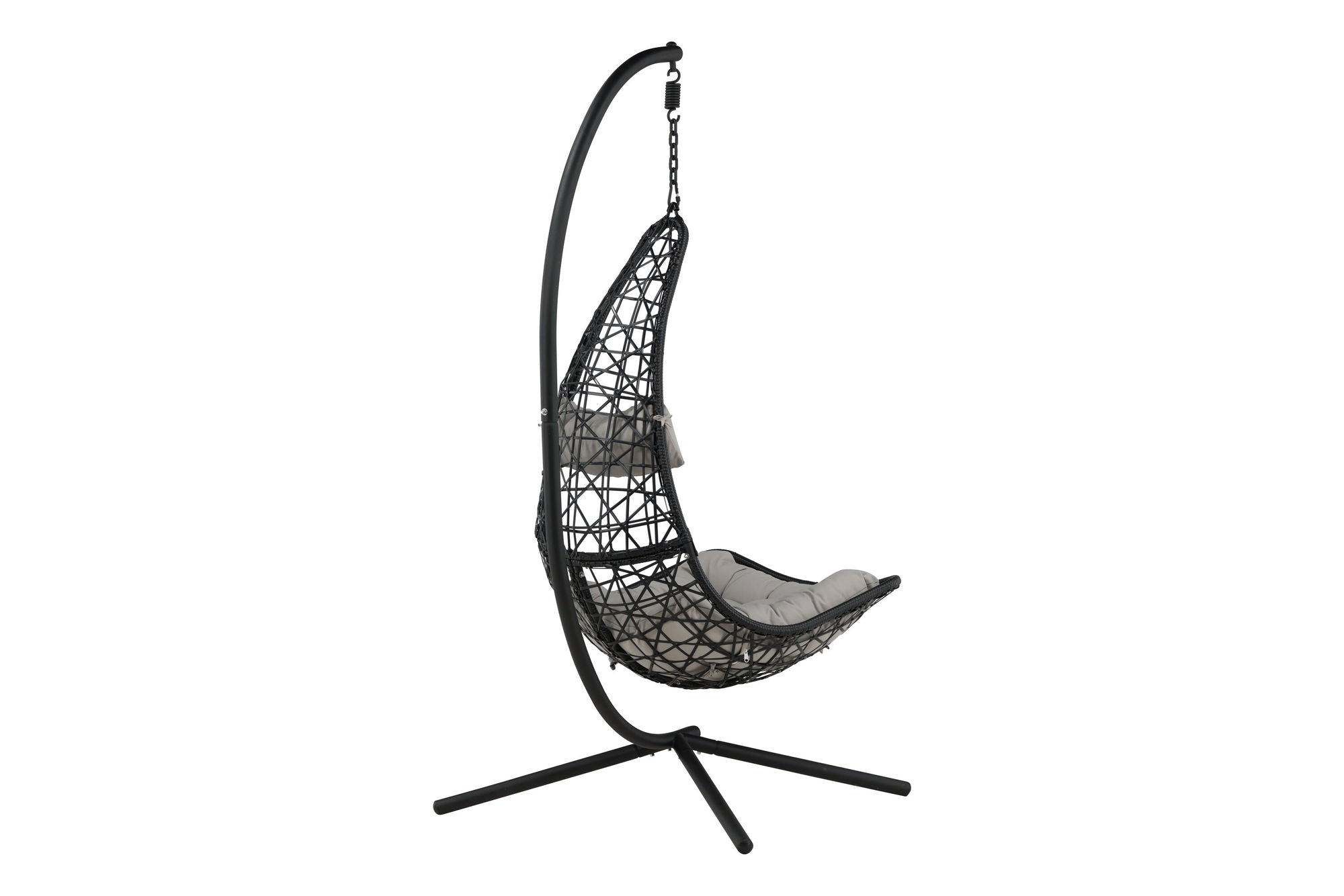 Venture Home Edinburgh Hanging chair - Black frame/black wicker/grey cushion