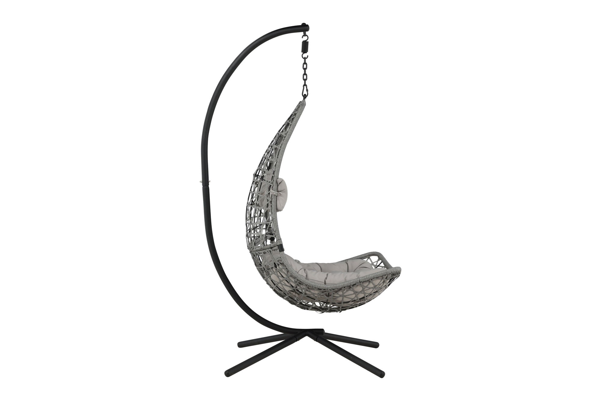 Venture Home Edinburgh Hanging chair - Black frame/grey wicker/grey cushion