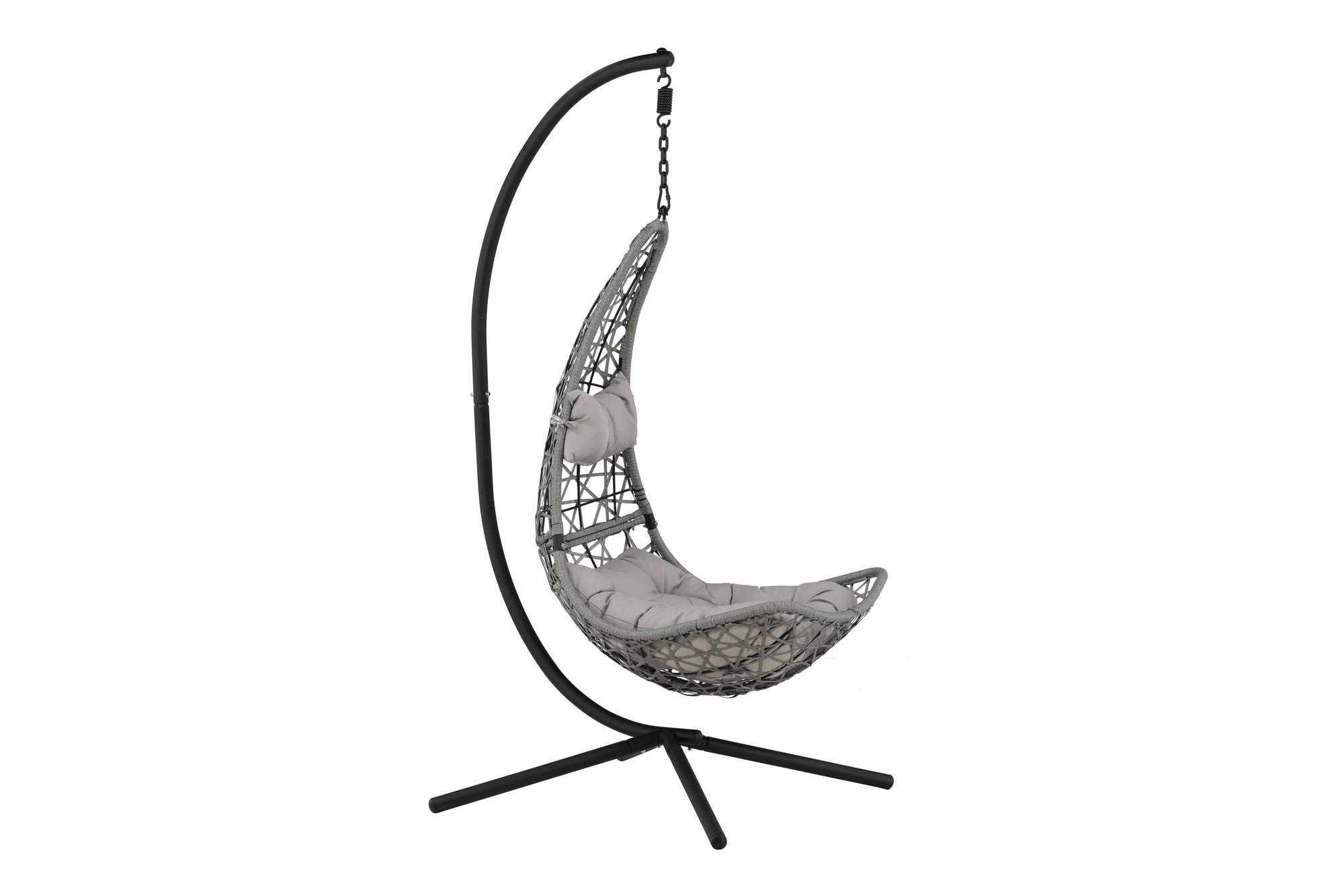 Venture Home Edinburgh Hanging chair - Black frame/grey wicker/grey cushion
