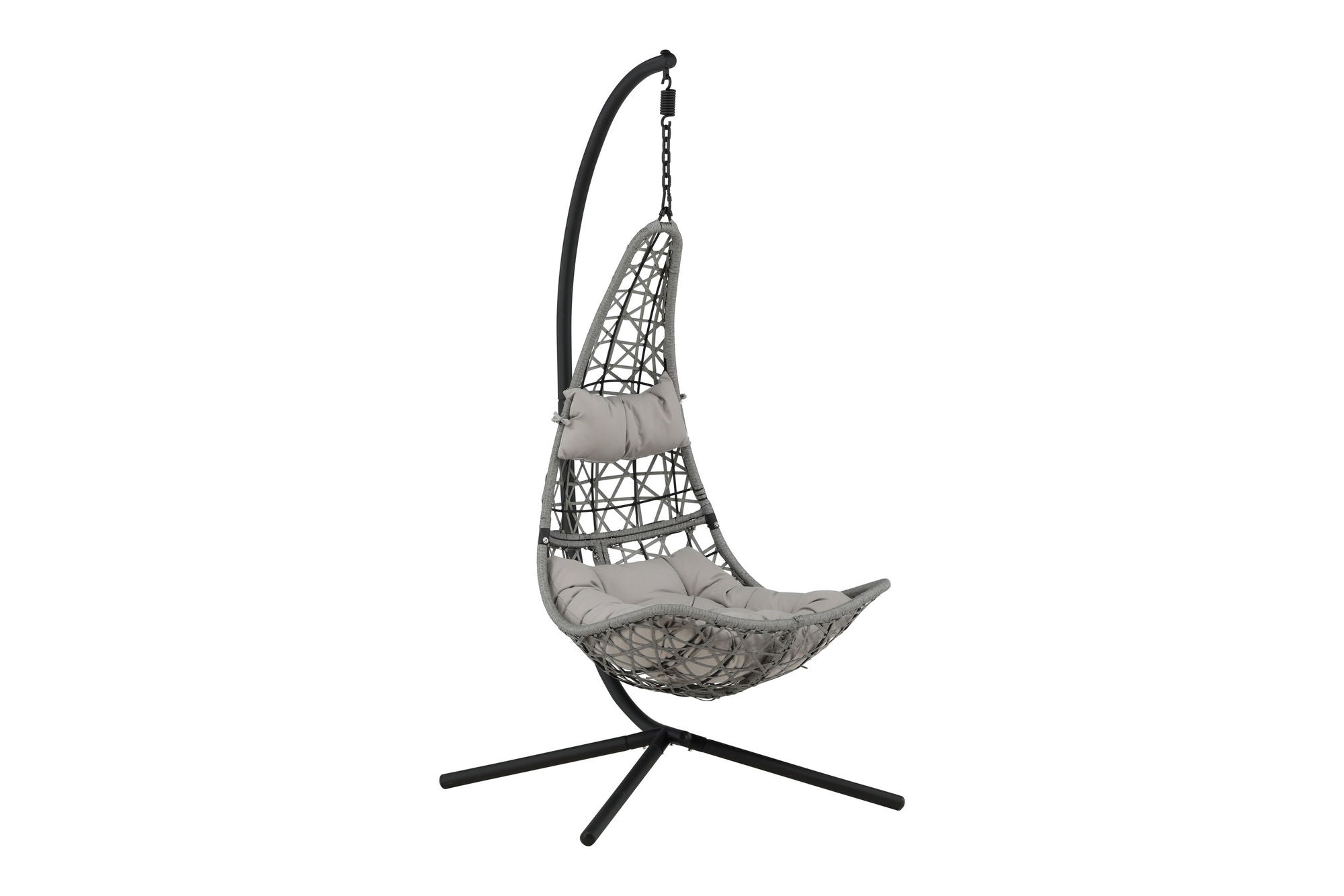 Venture Home Edinburgh Hanging chair - Black frame/grey wicker/grey cushion