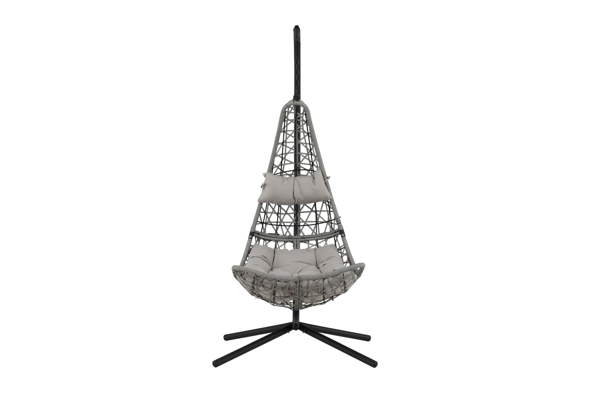 Venture Home Edinburgh Hanging chair - Black frame/grey wicker/grey cushion
