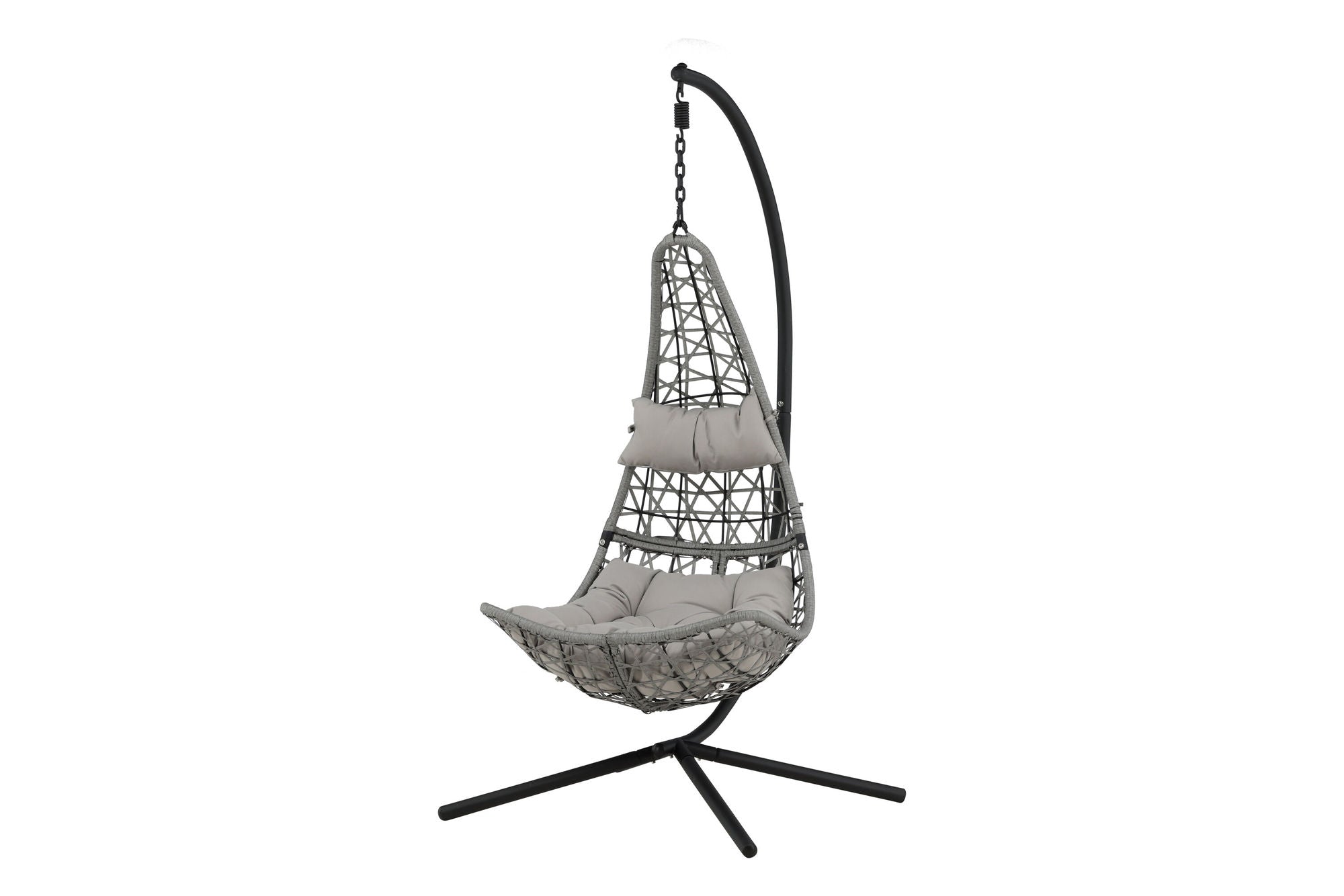 Venture Home Edinburgh Hanging chair - Black frame/grey wicker/grey cushion
