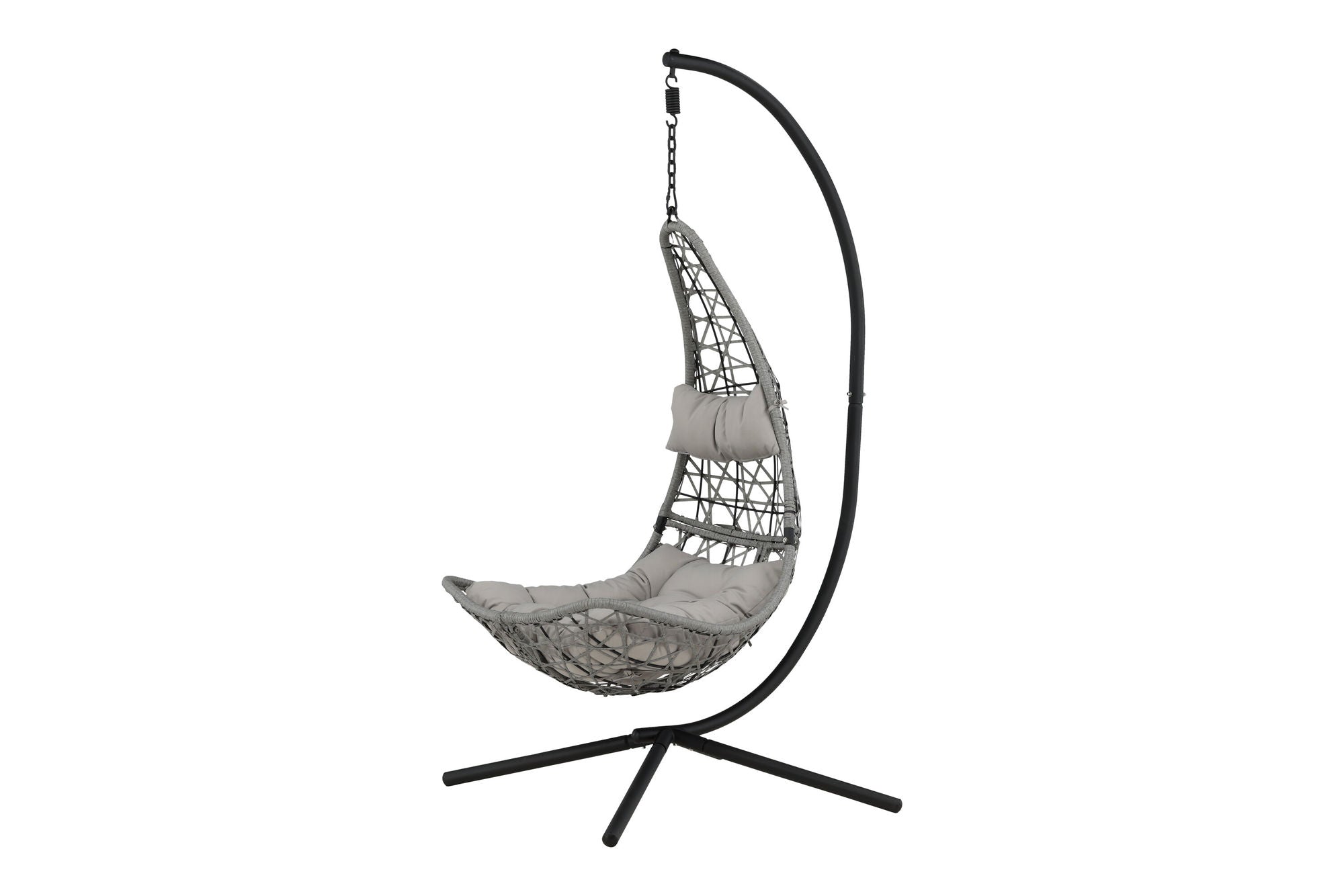 Venture Home Edinburgh Hanging chair - Black frame/grey wicker/grey cushion