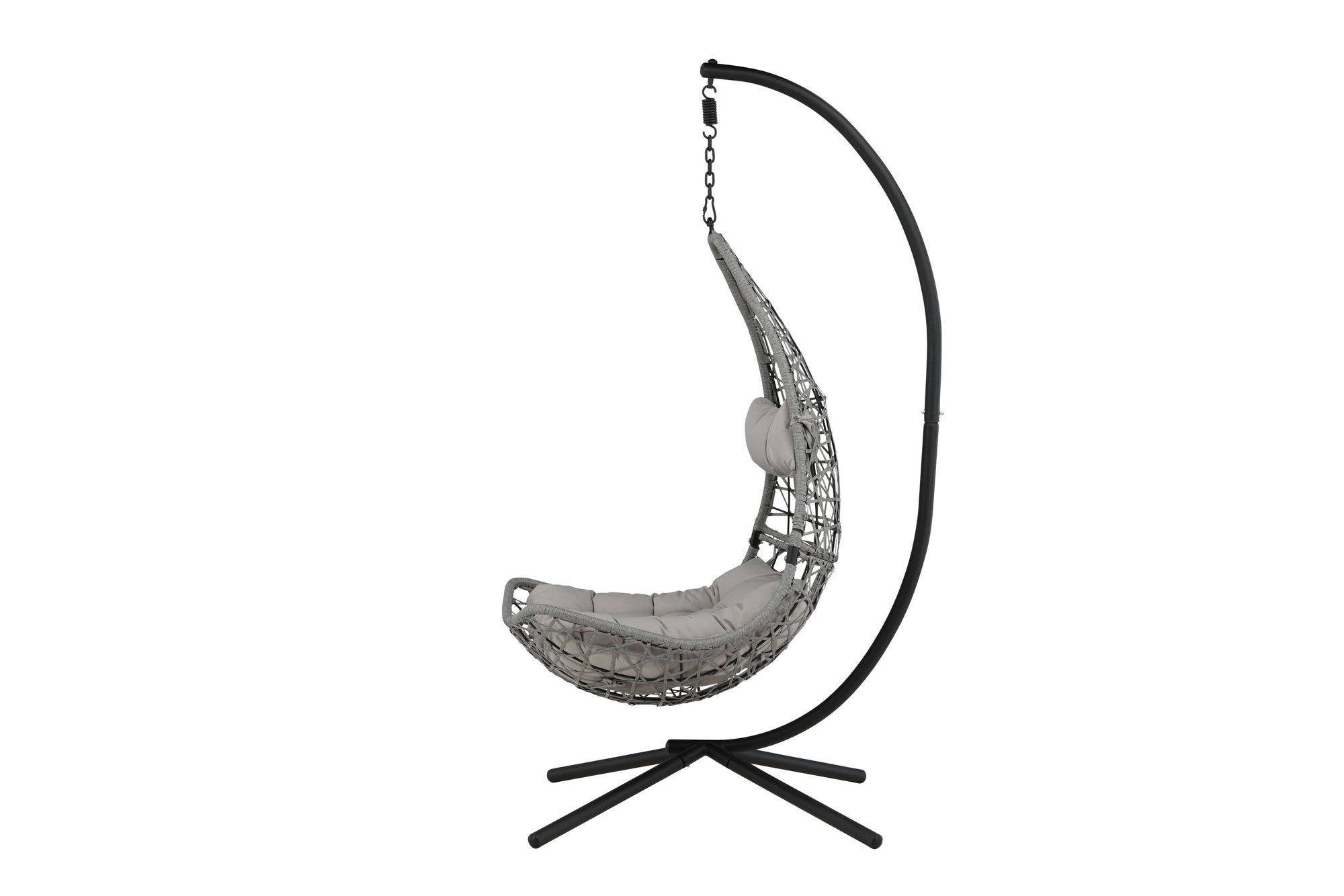 Venture Home Edinburgh Hanging chair - Black frame/grey wicker/grey cushion