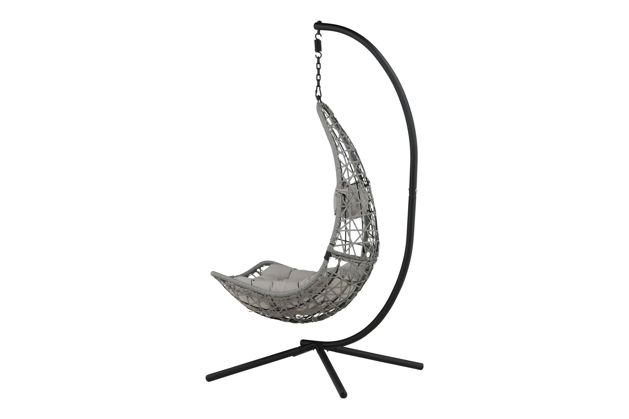 Venture Home Edinburgh Hanging chair - Black frame/grey wicker/grey cushion