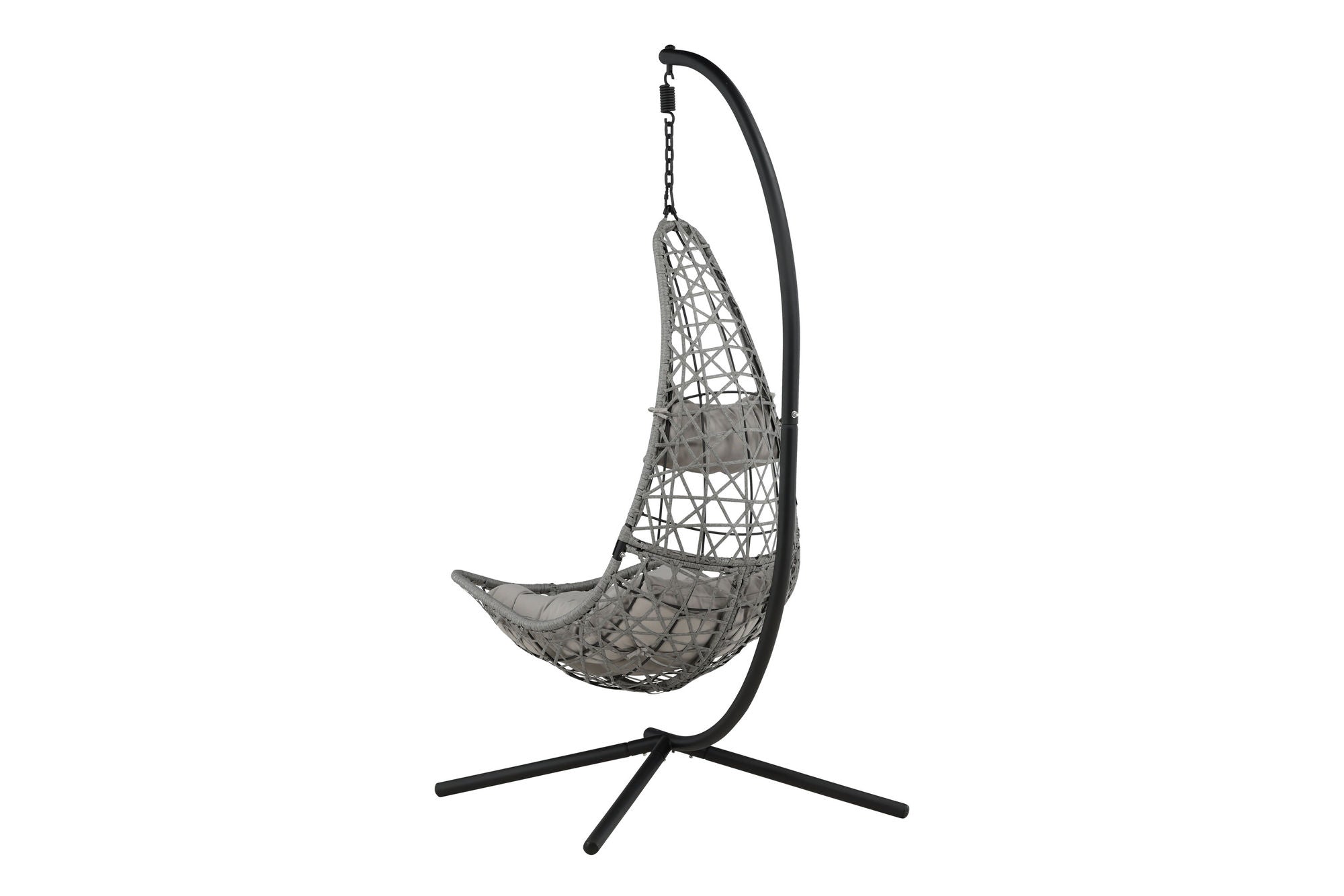 Venture Home Edinburgh Hanging chair - Black frame/grey wicker/grey cushion