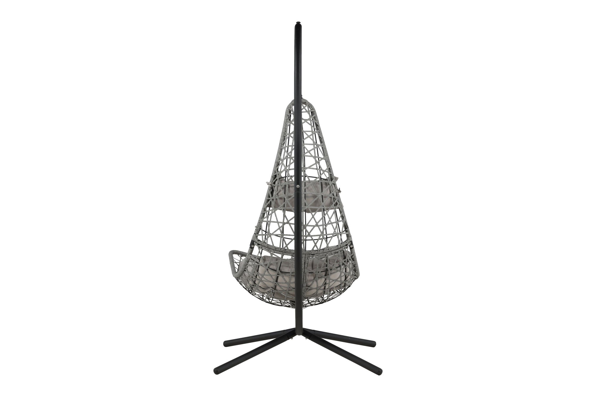 Venture Home Edinburgh Hanging chair - Black frame/grey wicker/grey cushion
