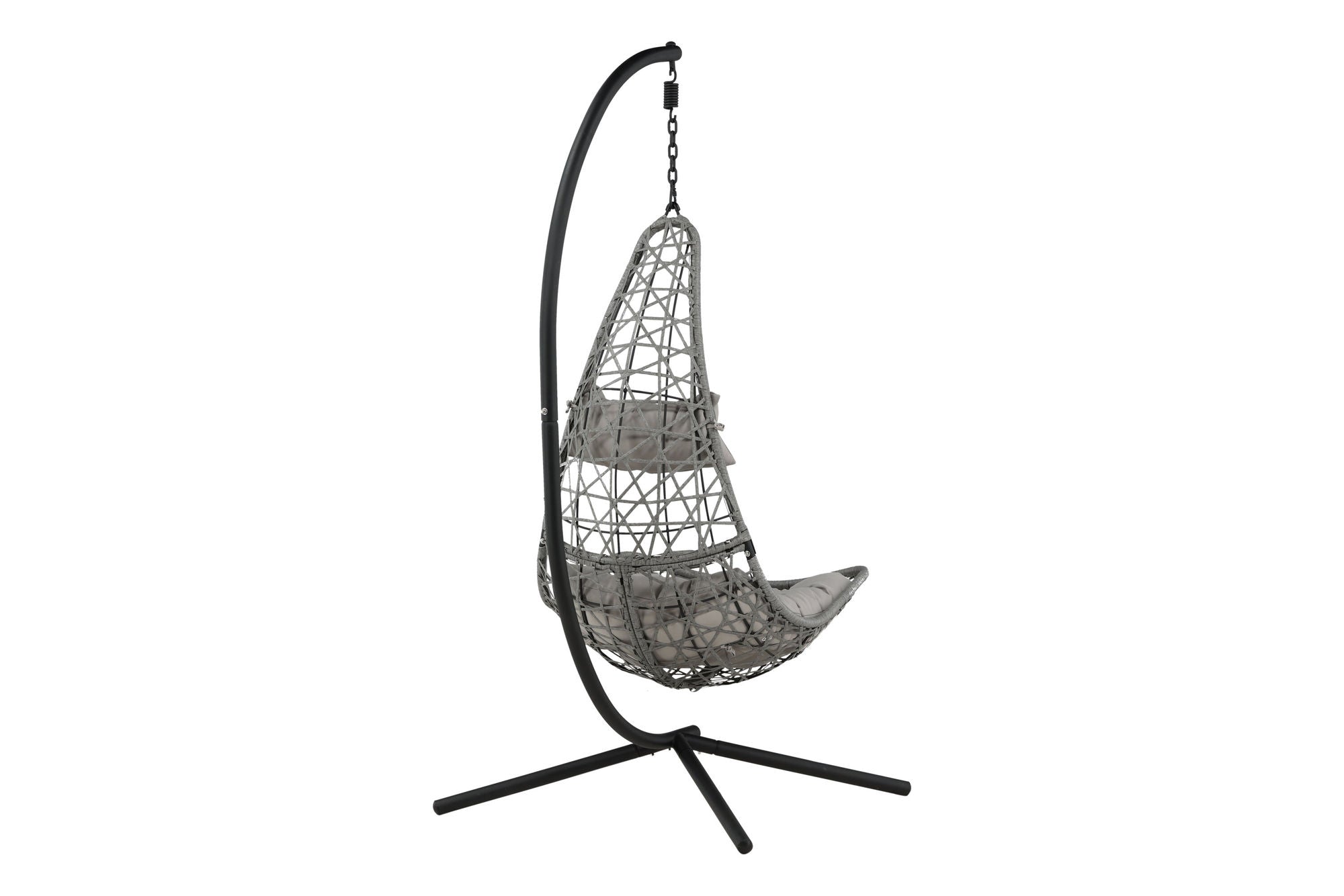 Venture Home Edinburgh Hanging chair - Black frame/grey wicker/grey cushion