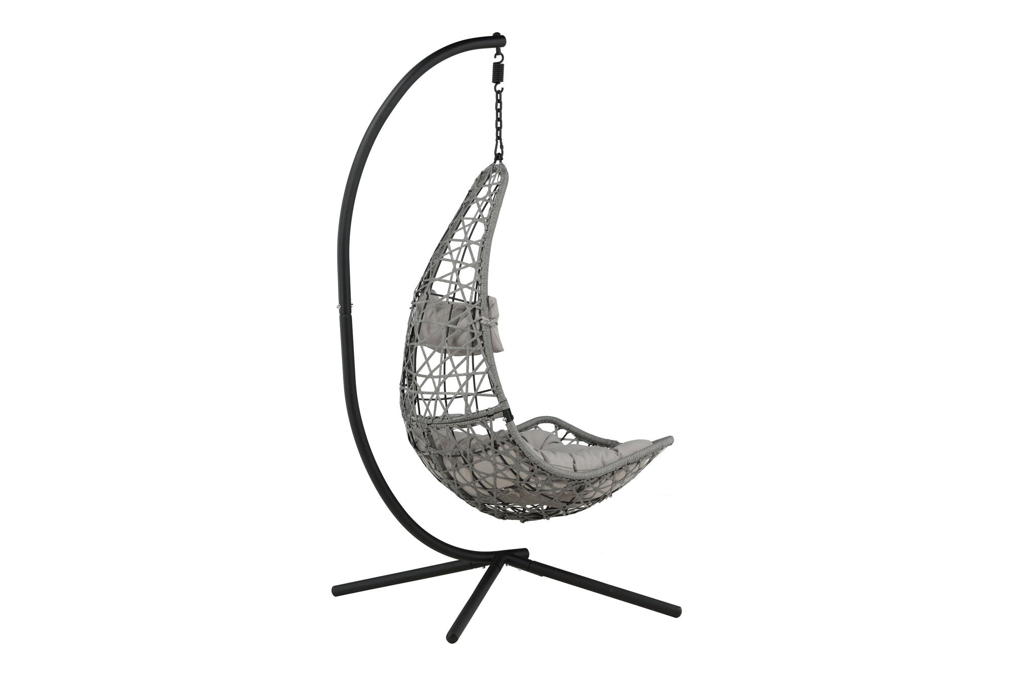 Venture Home Edinburgh Hanging chair - Black frame/grey wicker/grey cushion