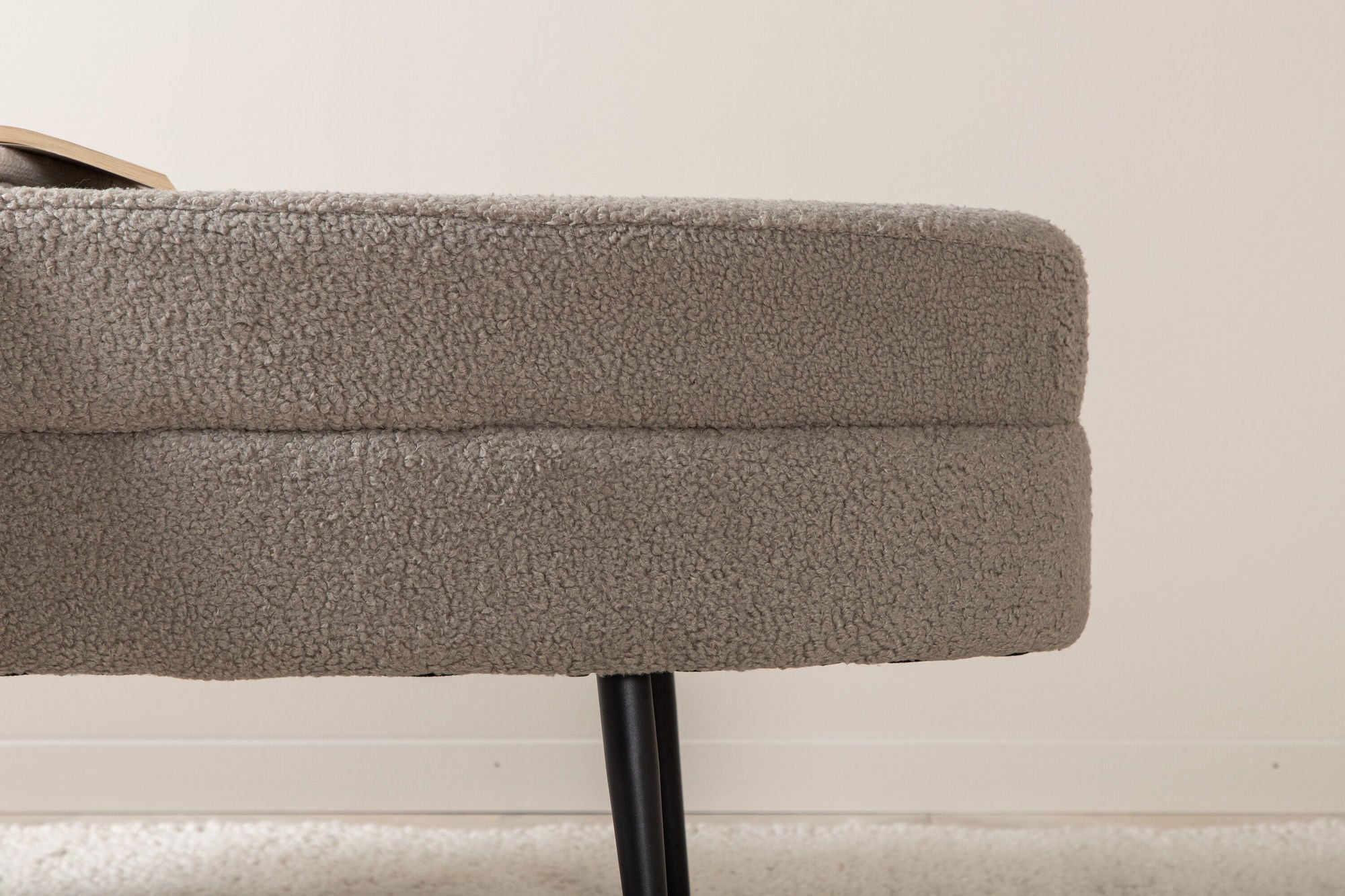 Venture Home Otto Pouf - Black / Greige Teddy