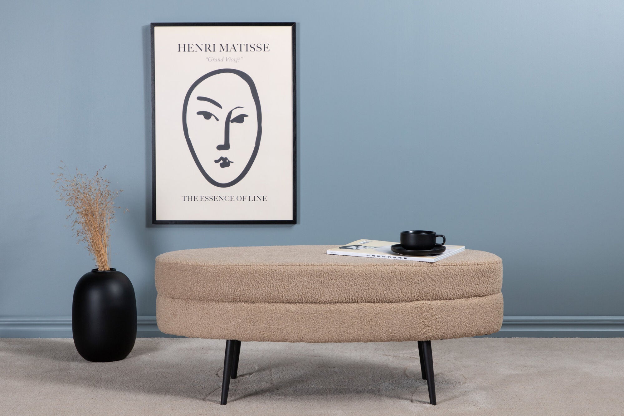 Venture Home Otto Pouf - Black / Beige Teddy