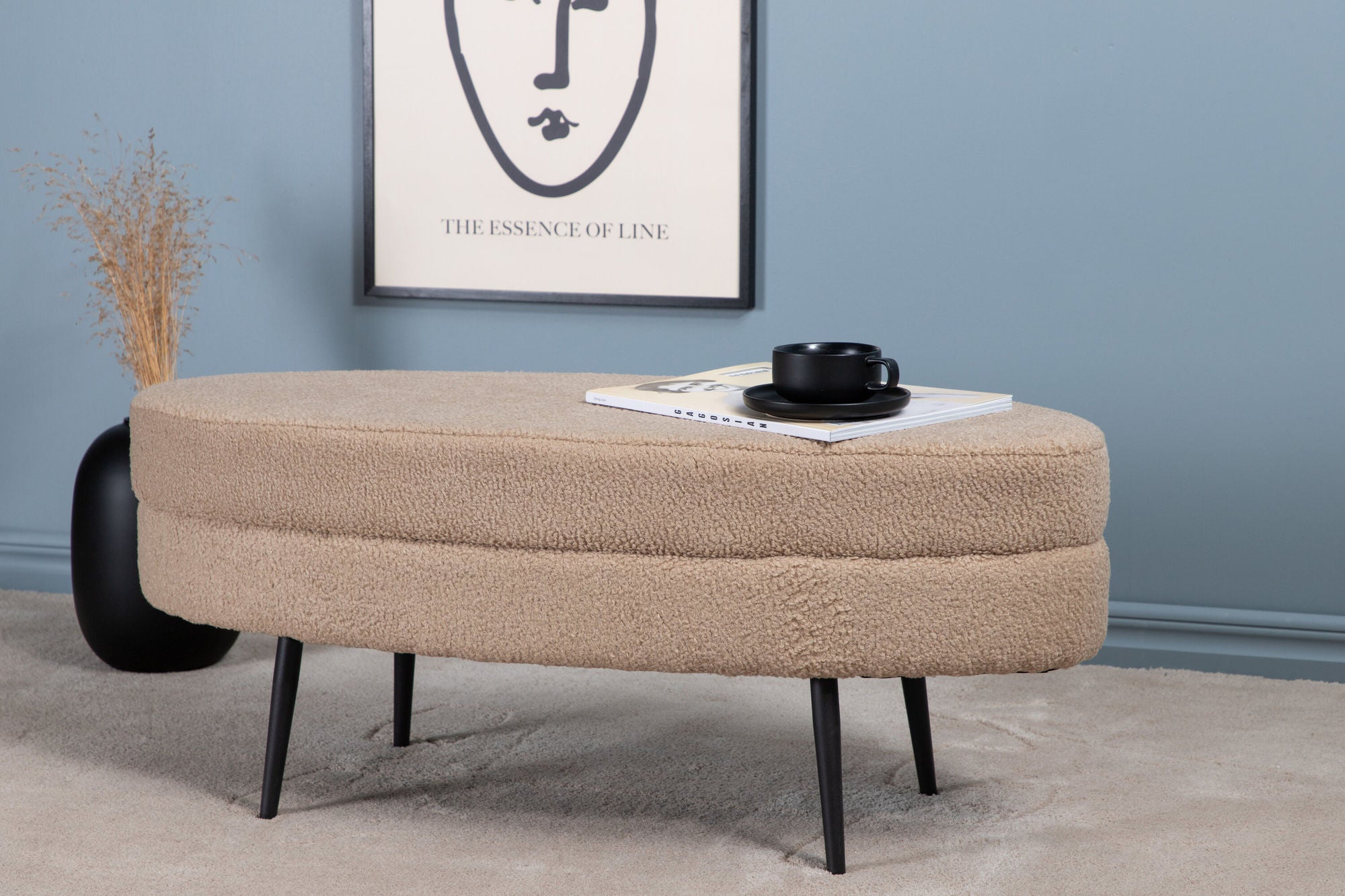 Venture Home Otto Pouf - Black / Beige Teddy
