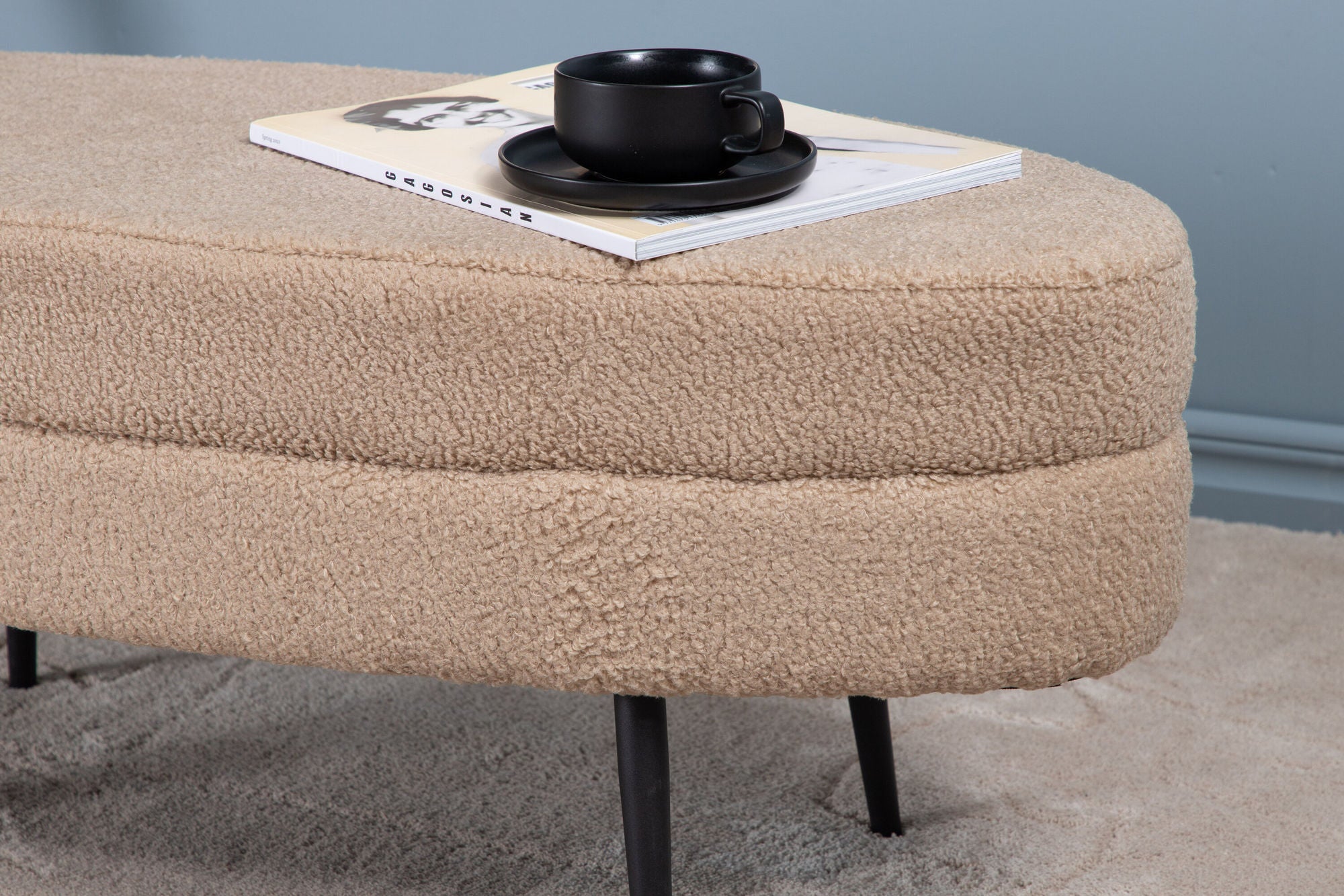 Venture Home Otto Pouf - Black / Beige Teddy
