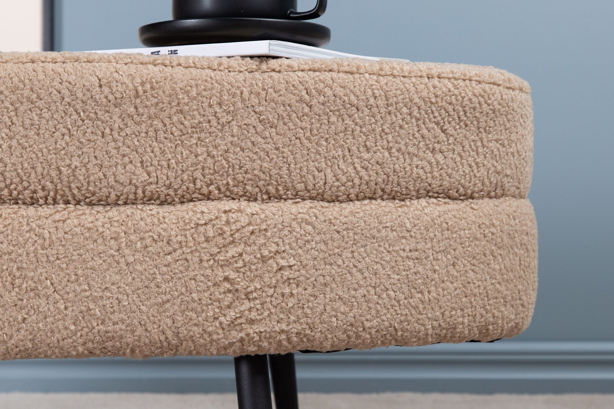 Venture Home Otto Pouf - Black / Beige Teddy