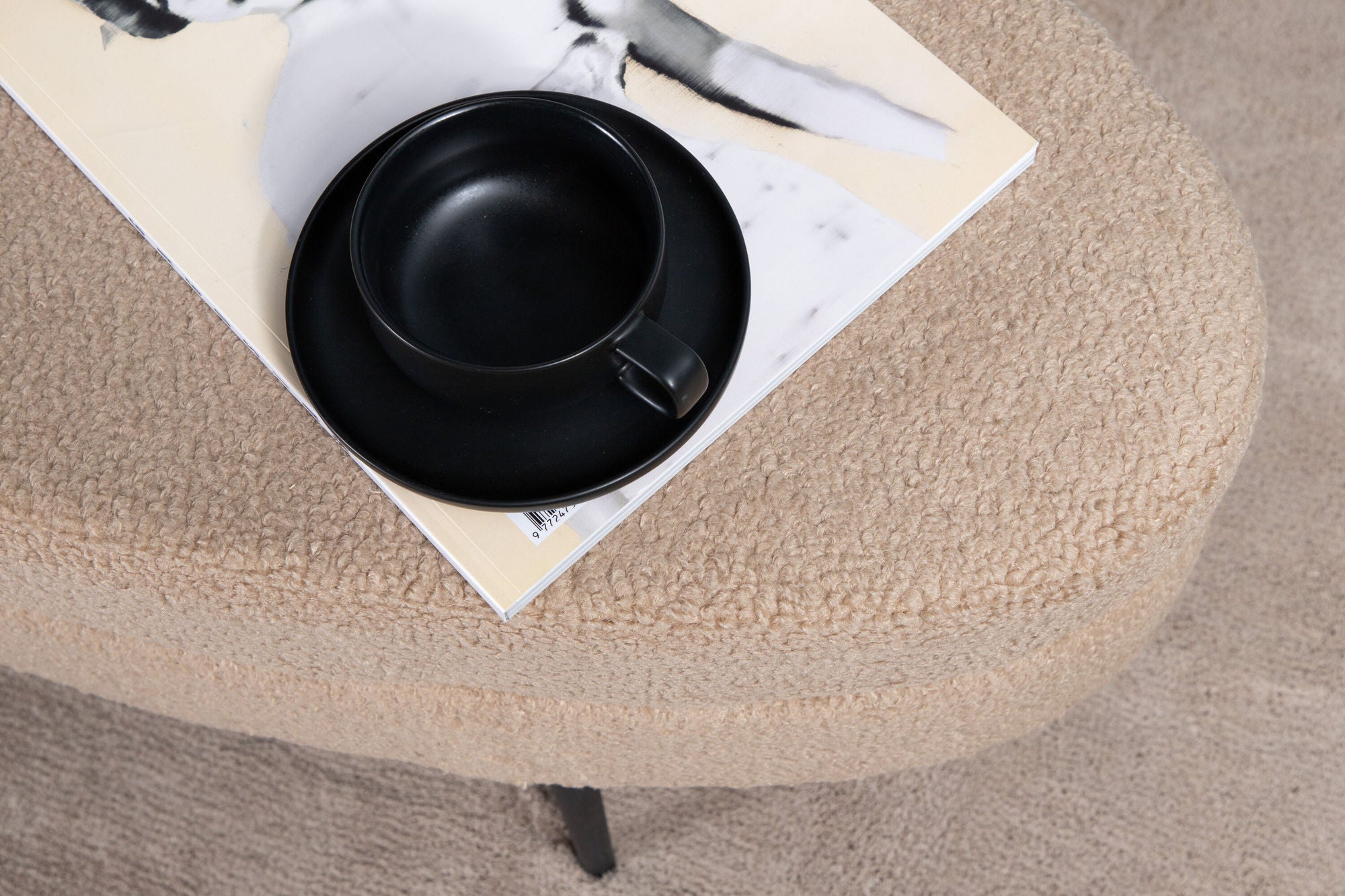 Venture Home Otto Pouf - Black / Beige Teddy