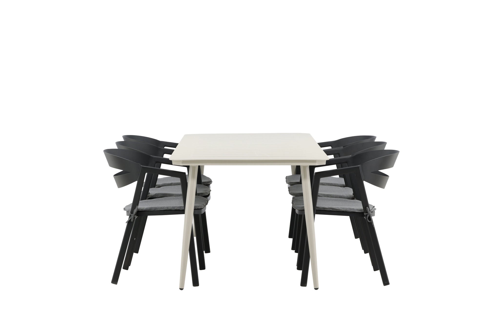 Venture Home Lina spisebord - Beige - 200*90 _1+ Slit - Spisebordsstol inc Cushion- Black /Grey - Aluminium - _6