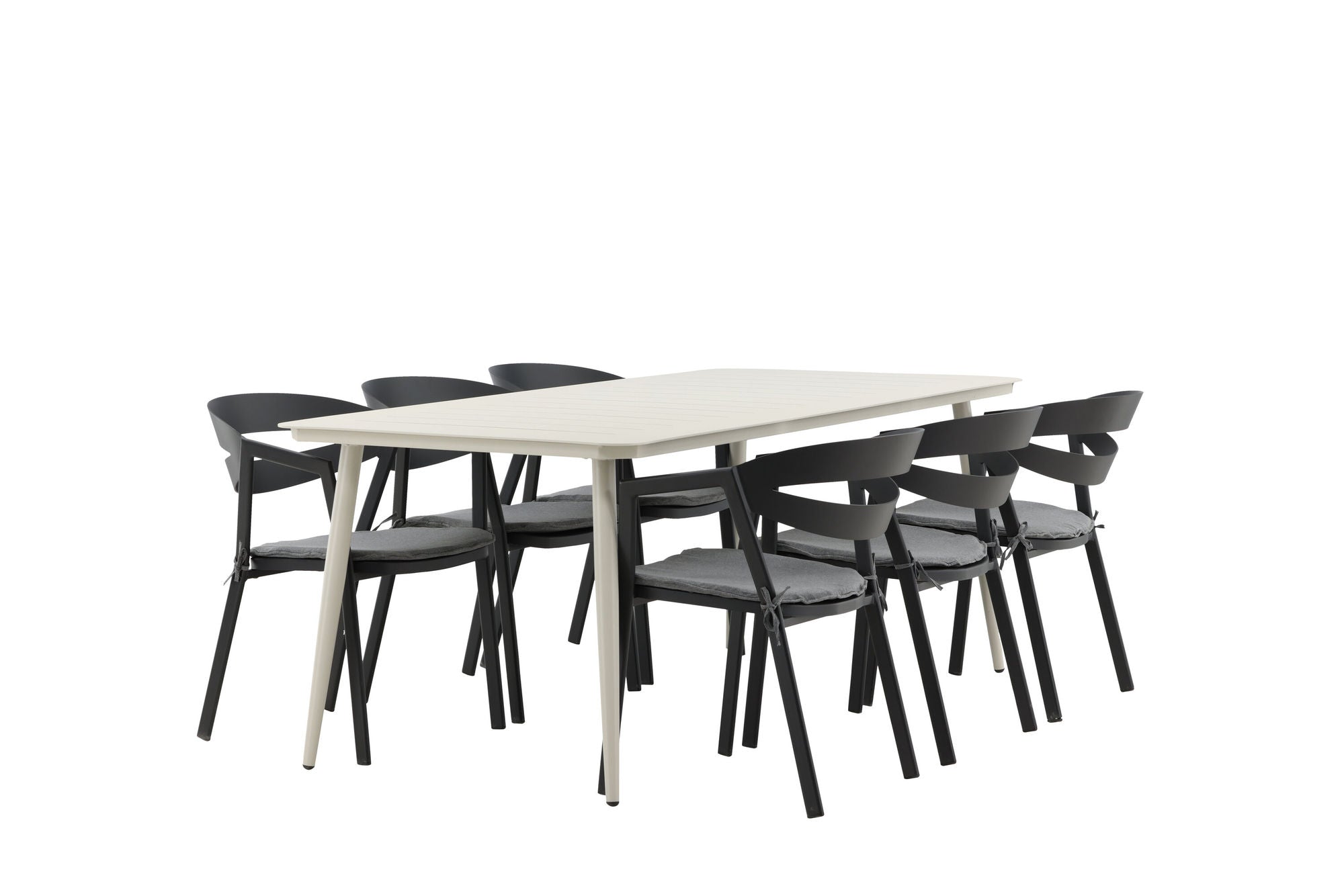 Venture Home Lina spisebord - Beige - 200*90 _1+ Slit - Spisebordsstol inc Cushion- Black /Grey - Aluminium - _6