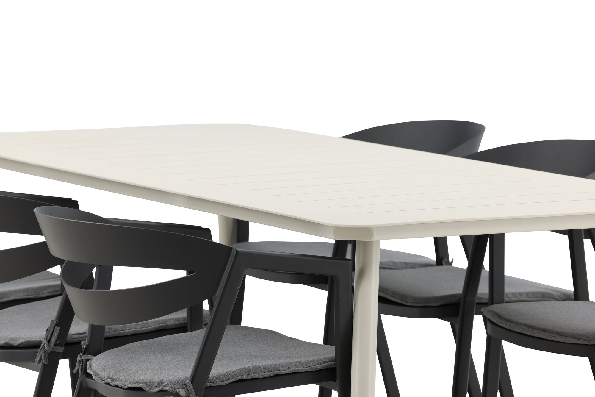 Venture Home Lina spisebord - Beige - 200*90 _1+ Slit - Spisebordsstol inc Cushion- Black /Grey - Aluminium - _6