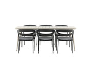 Venture Home Lina spisebord - Beige - 200*90 _1+ Slit - Spisebordsstol inc Cushion- Black /Grey - Aluminium - _6