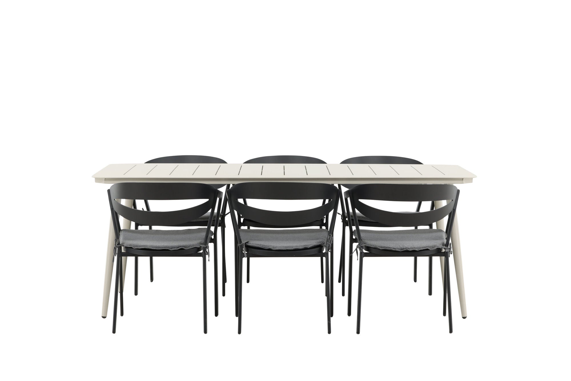 Venture Home Lina spisebord - Beige - 200*90 _1+ Slit - Spisebordsstol inc Cushion- Black /Grey - Aluminium - _6